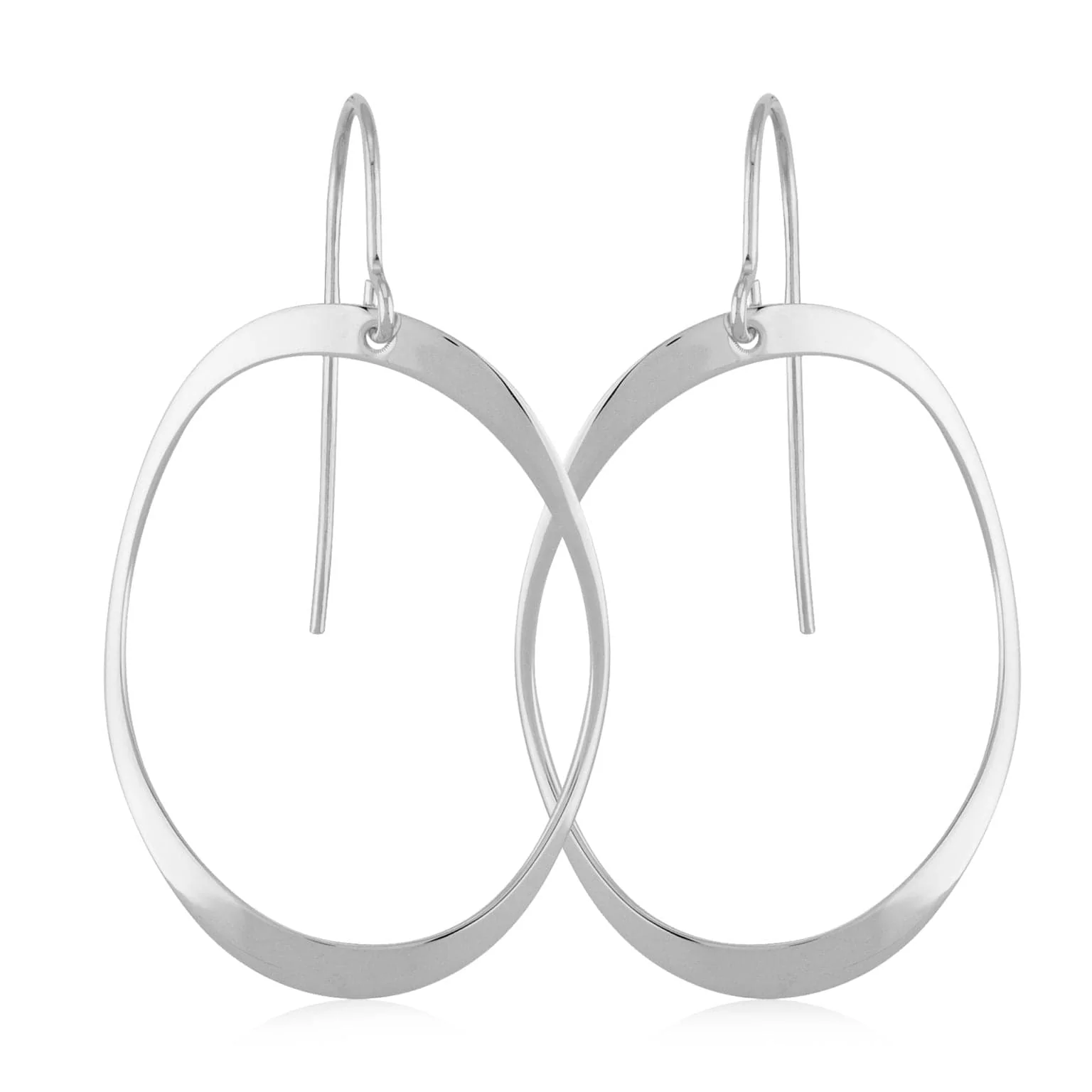 Sterling Silver Flat Domed Drop Earrings