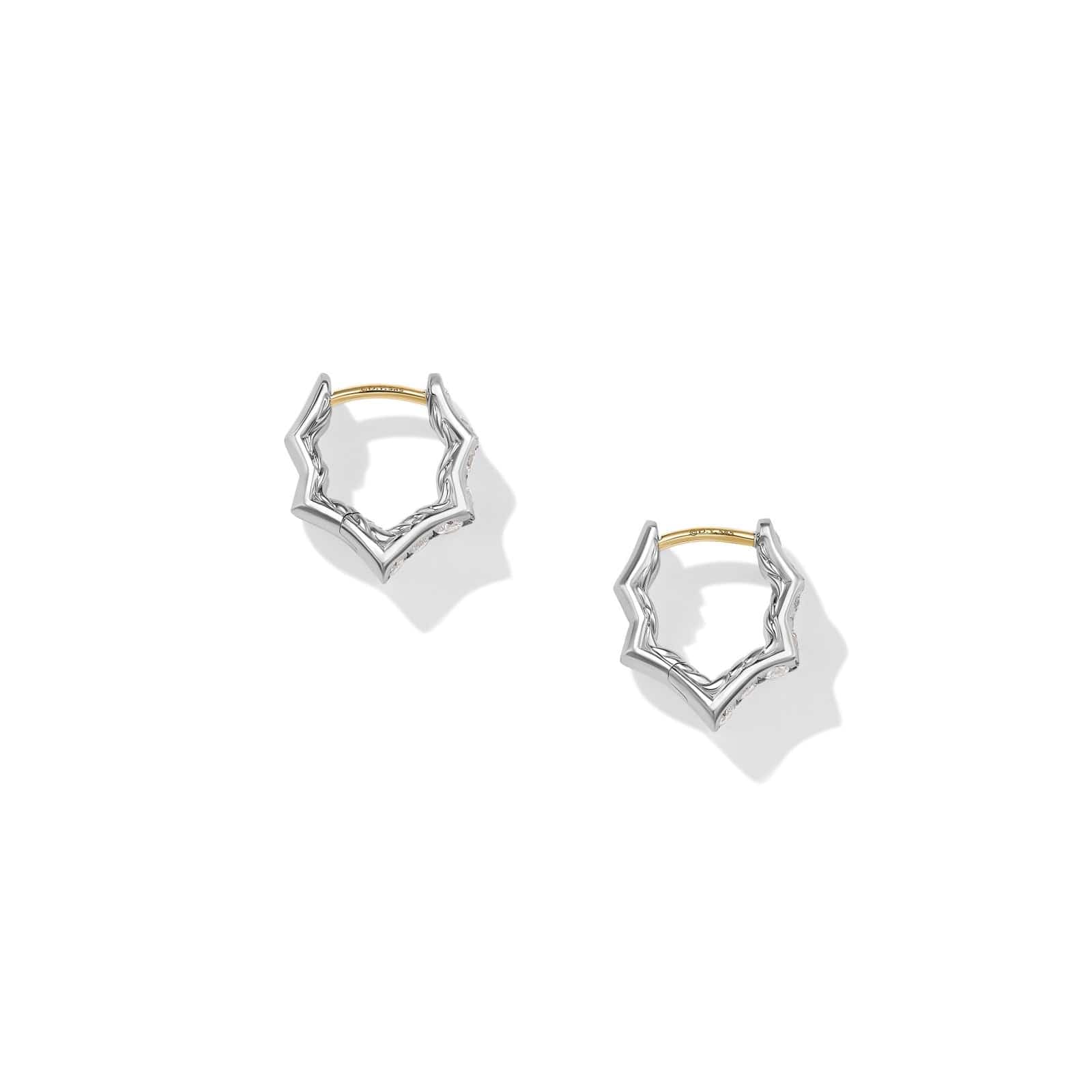 Zig Zag Stax™ Huggie Hoop Earrings in Sterling Silver with Diamonds, 13mm - Image 2