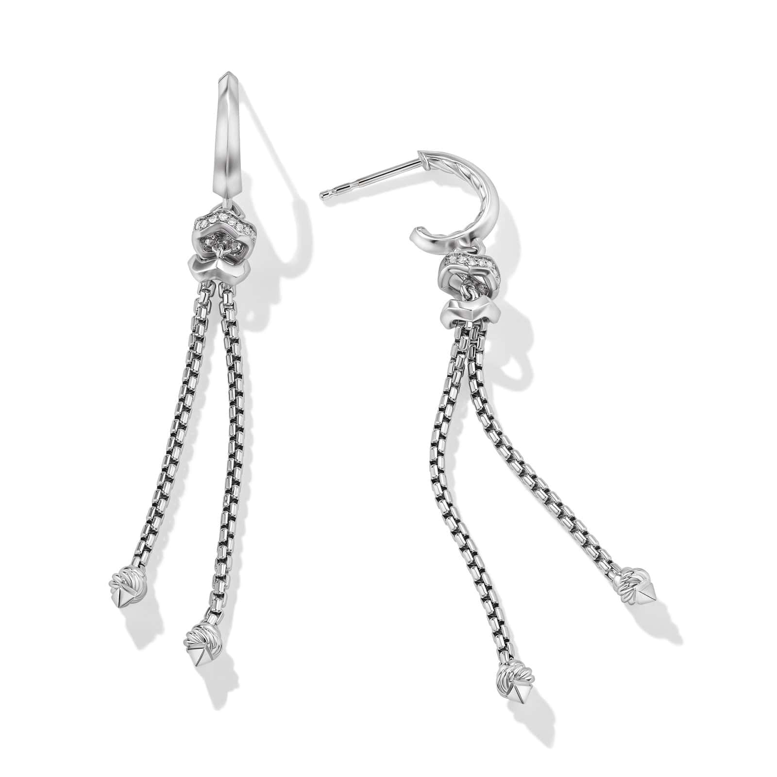 Zig Zag Stax™ Chain Drop Earrings in Sterling Silver with Diamonds, 66mm - Image 2