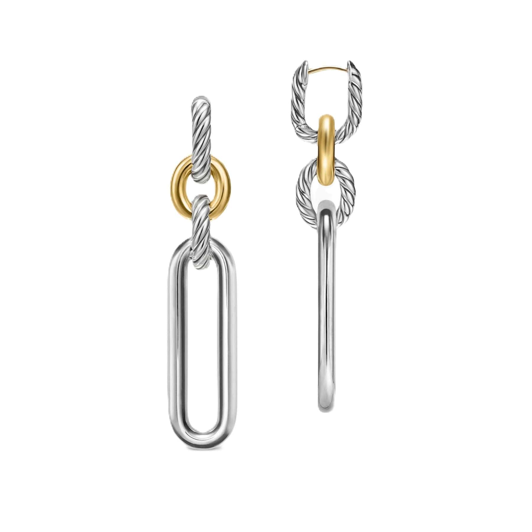 Lexington Double Link Drop Earrings Sterling Silver with 18K Yellow Gold, 54mm - Image 2