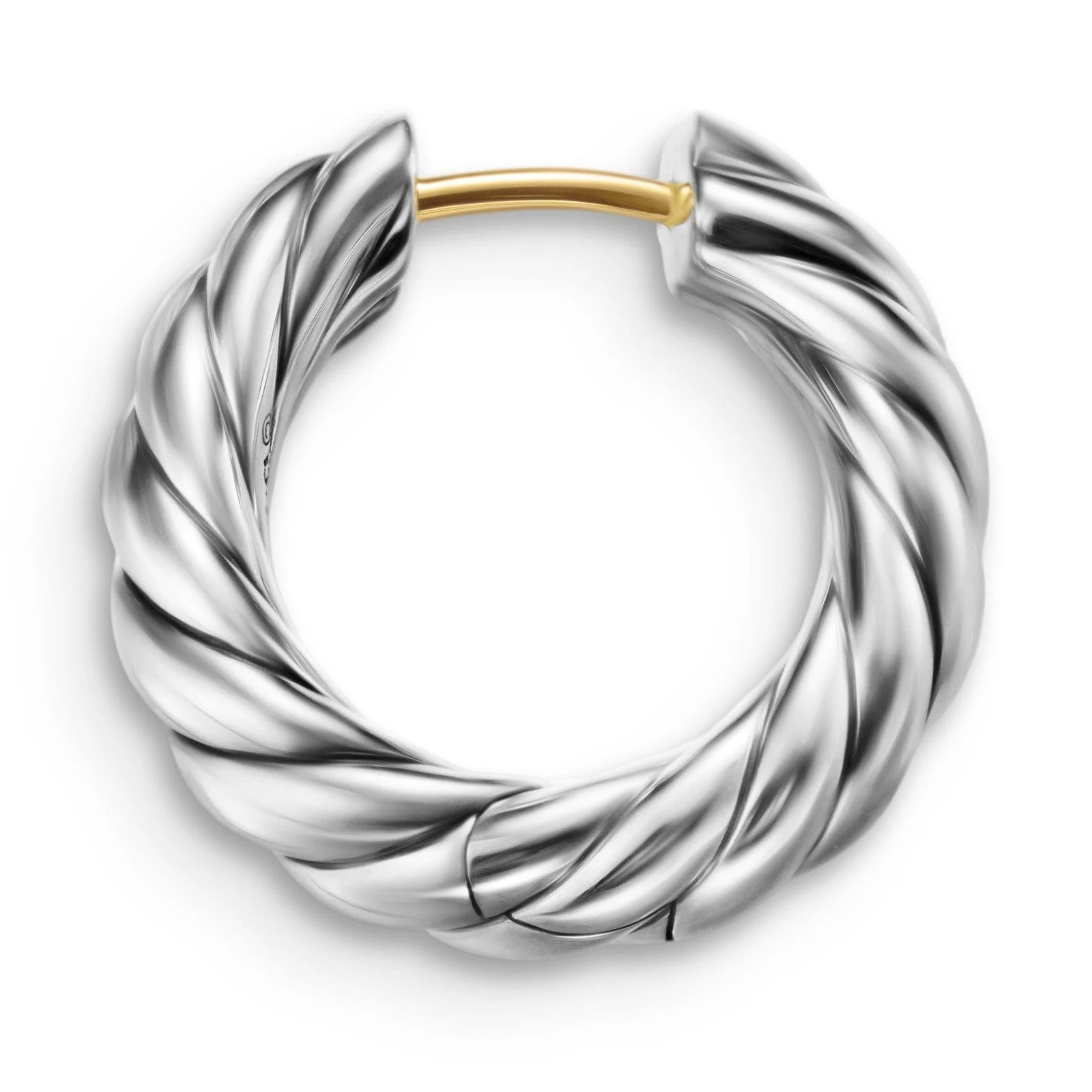 Sculpted Cable Hoop Earrings Sterling Silver, 18.6mm - Image 2