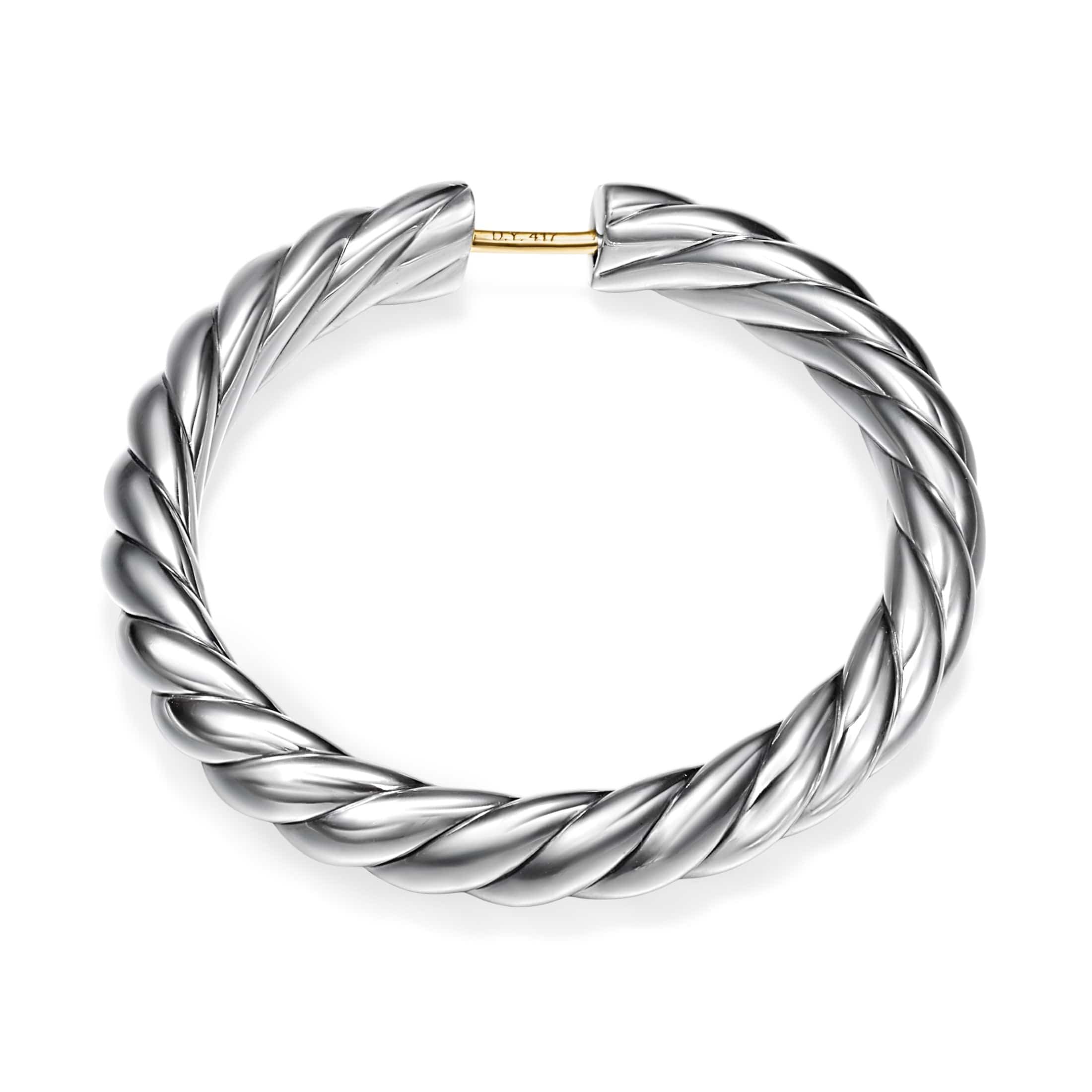 Sculpted Cable Hoop Earrings Sterling Silver, 38mm - Image 2