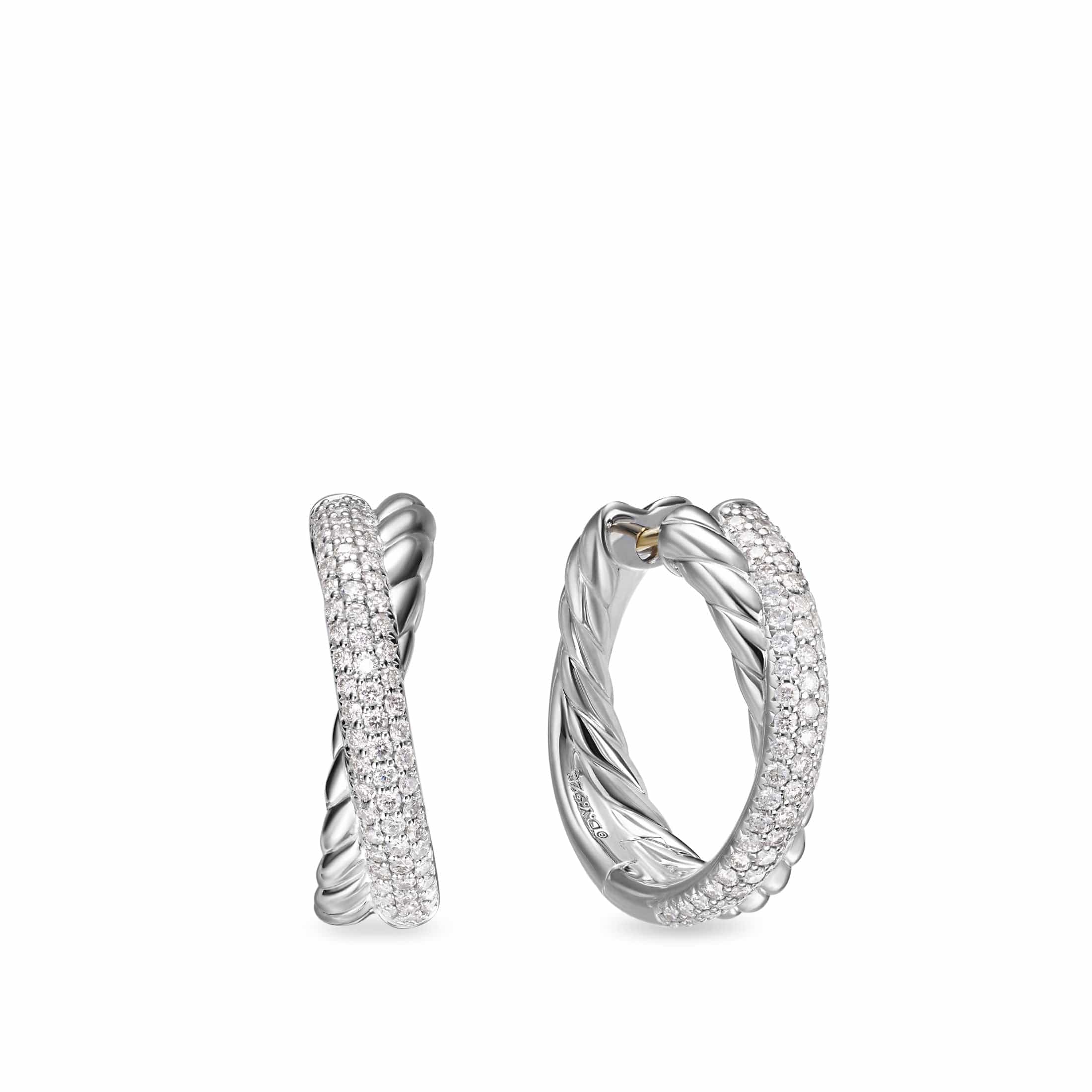 Sculpted Cable Hoop Earrings Sterling Silver, 38mm
