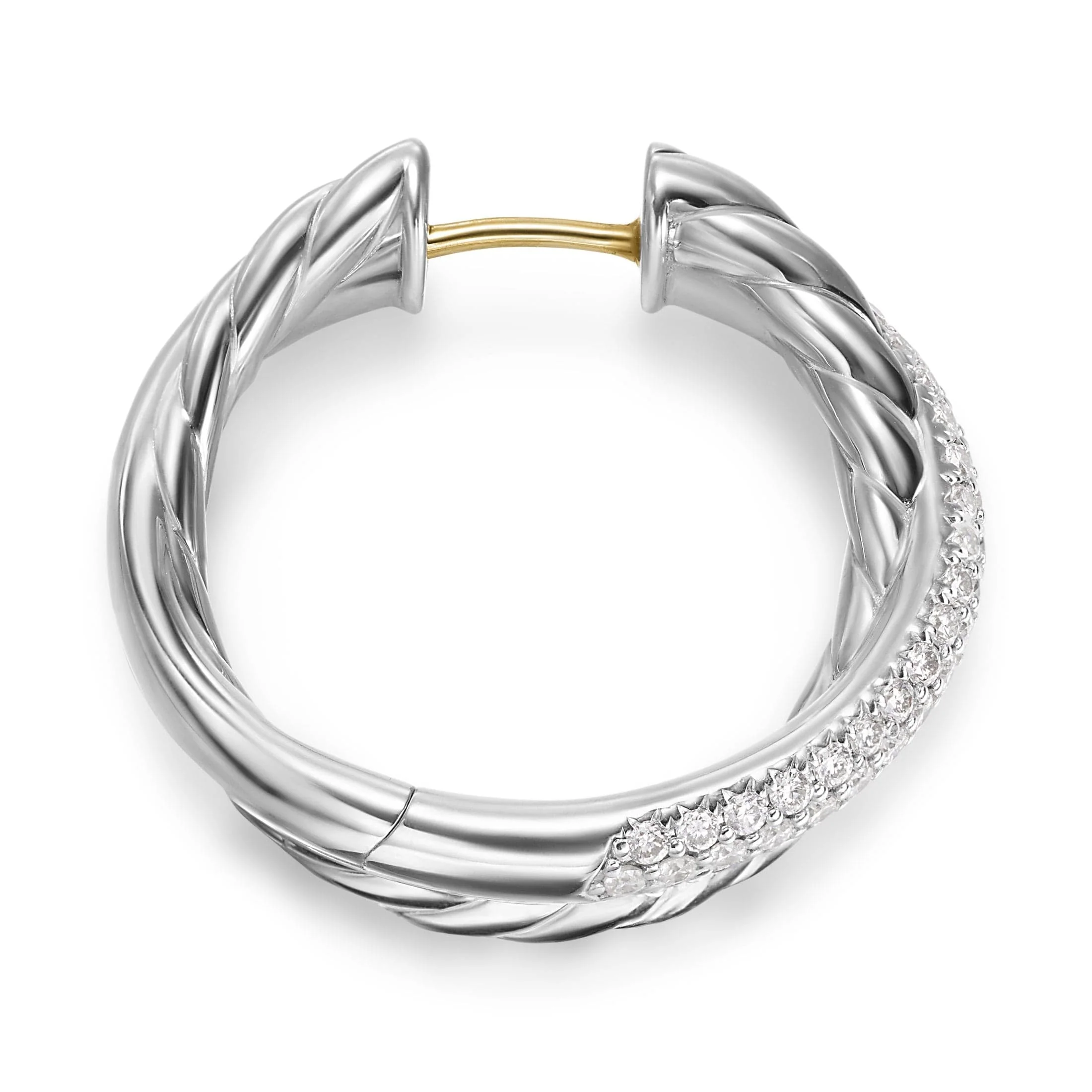 Sculpted Cable Hoop Earrings Sterling Silver, 38mm - Image 2