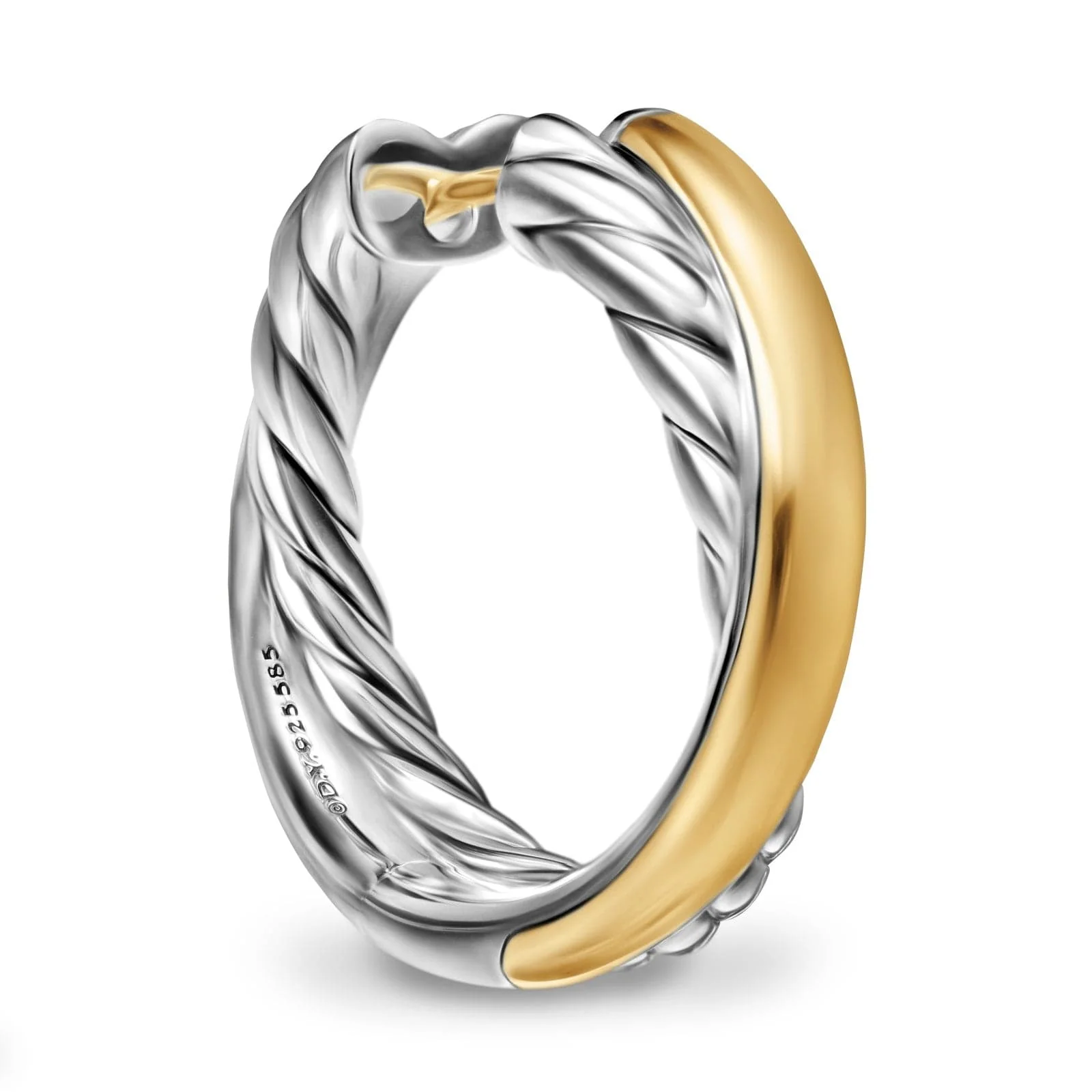 Crossover Hoop Earrings Sterling Silver with 14K Yellow Gold, 22.4mm - Image 4