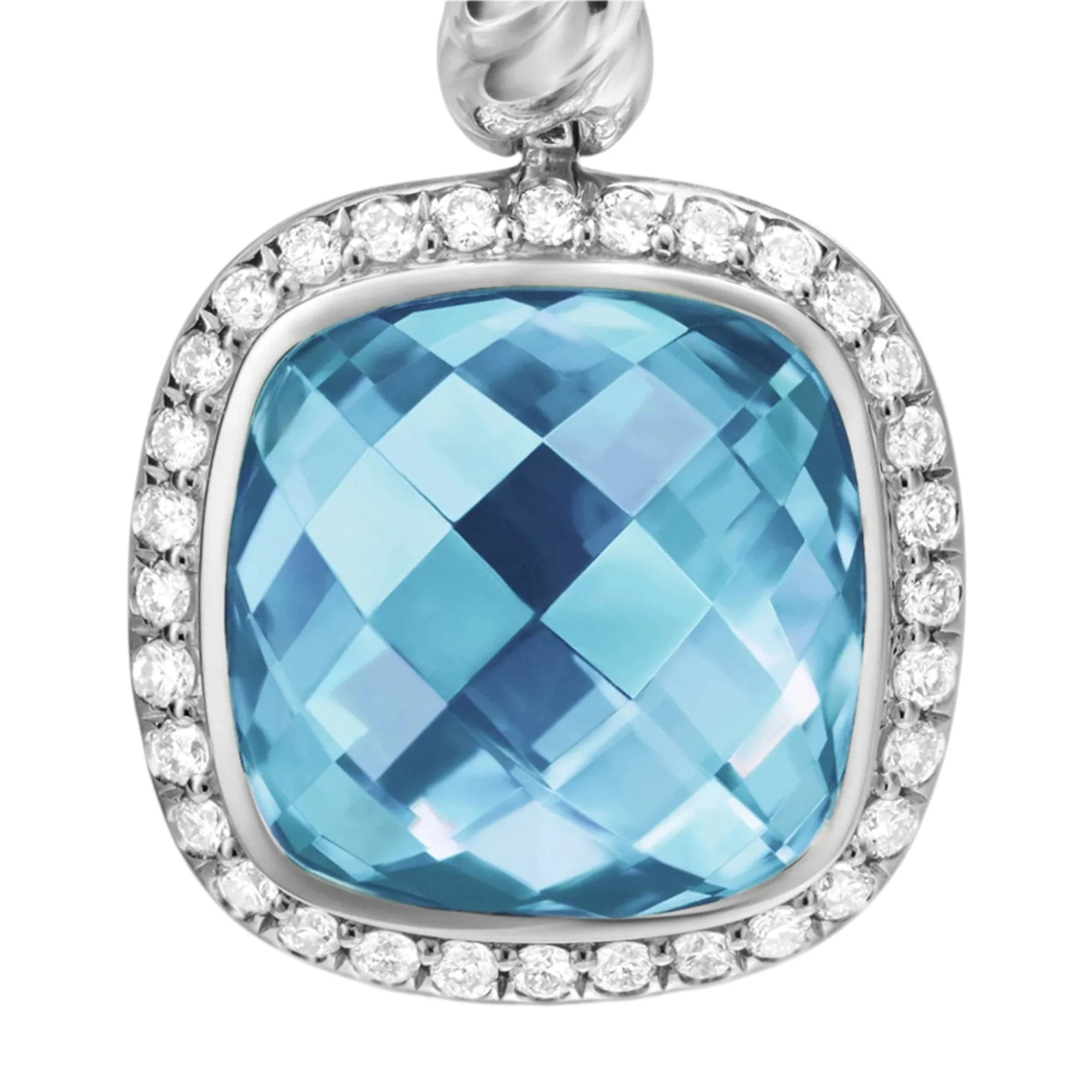 Albion® Drop Earrings Sterling Silver with Blue Topaz and Diamonds, 10mm - Image 3