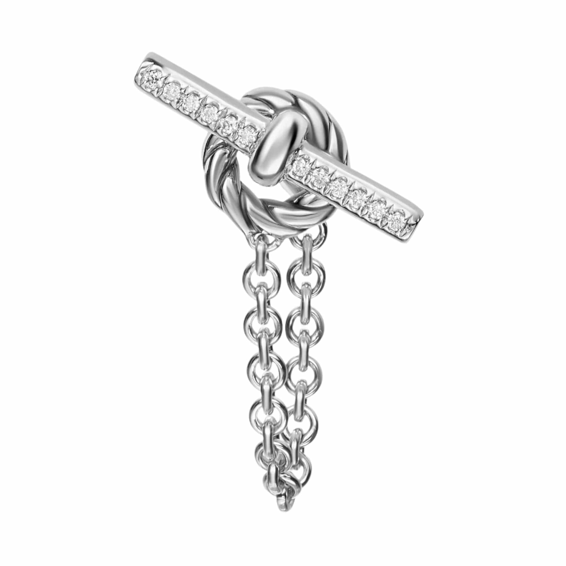 DY Mercer® Petite Toggle Chain Stud Earrings Sterling Silver with Diamonds, 38.2mm - Image 3