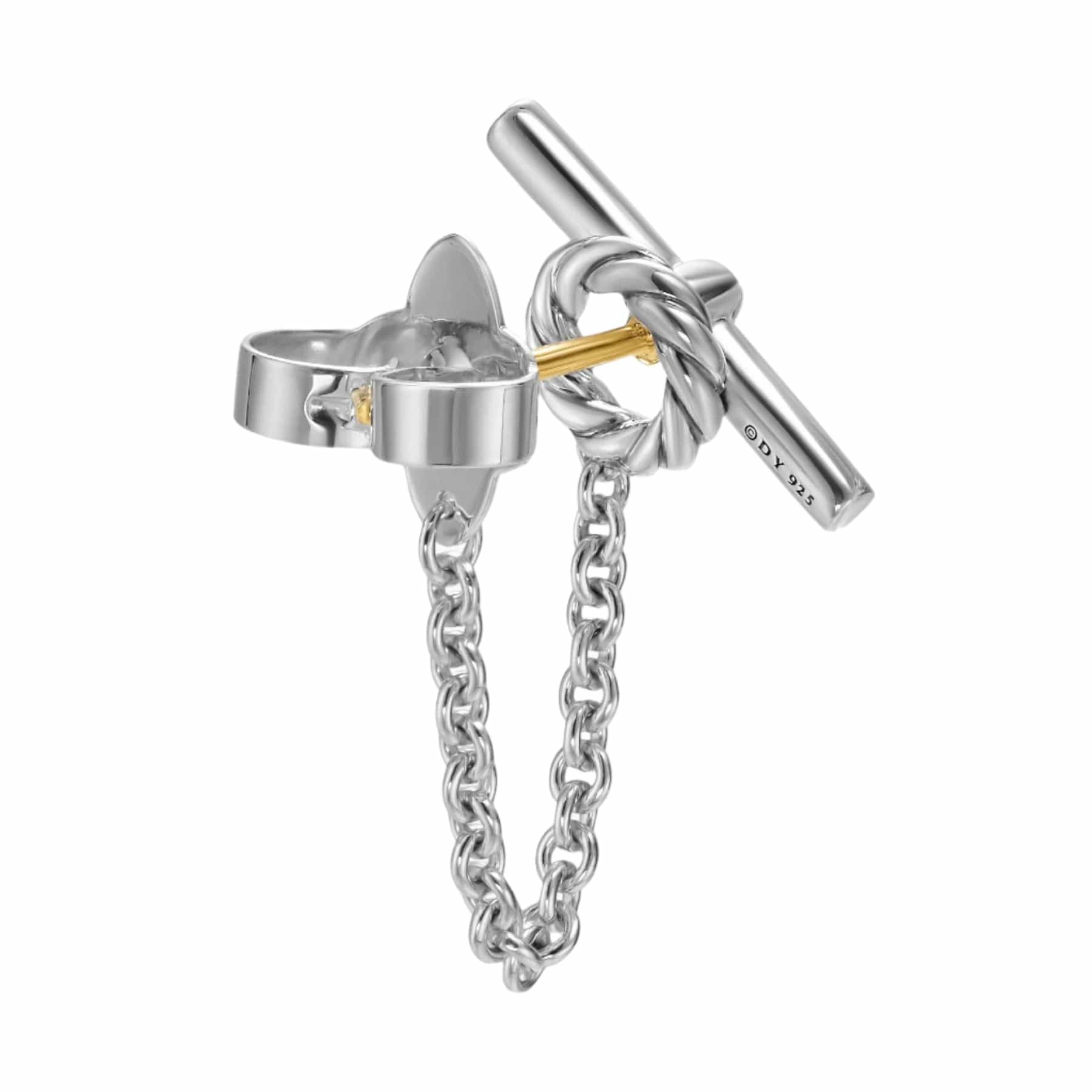 DY Mercer® Petite Toggle Chain Stud Earrings Sterling Silver with Diamonds, 38.2mm - Image 4