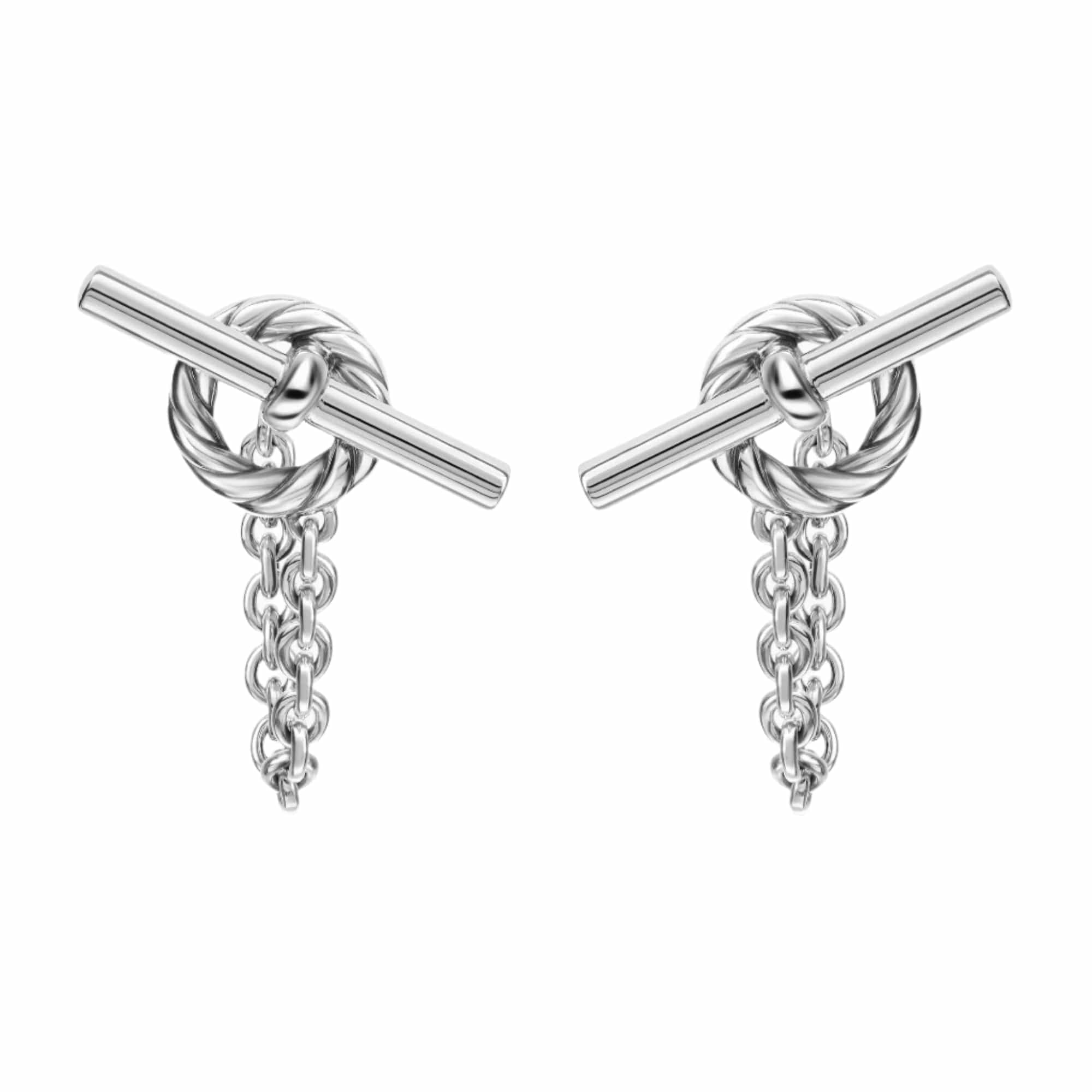 DY Mercer® Bold Toggle Chain Stud Earrings Sterling Silver, 50.4mm
