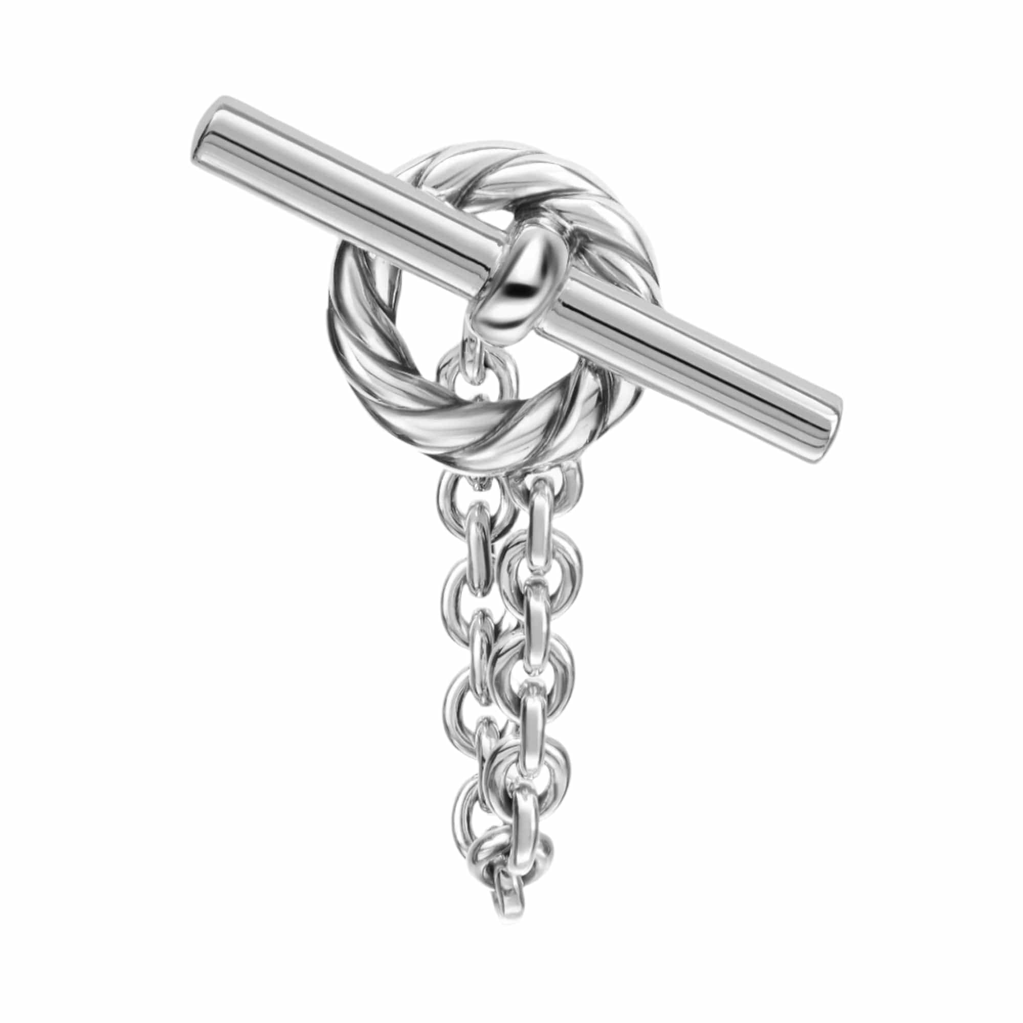 DY Mercer® Bold Toggle Chain Stud Earrings Sterling Silver, 50.4mm - Image 4