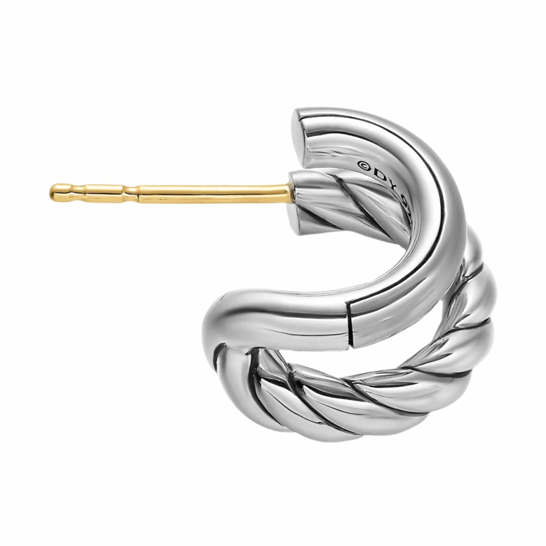 DY Mercer® Double Hoop Huggie Earrings Sterling Silver, 13.5mm - Image 3