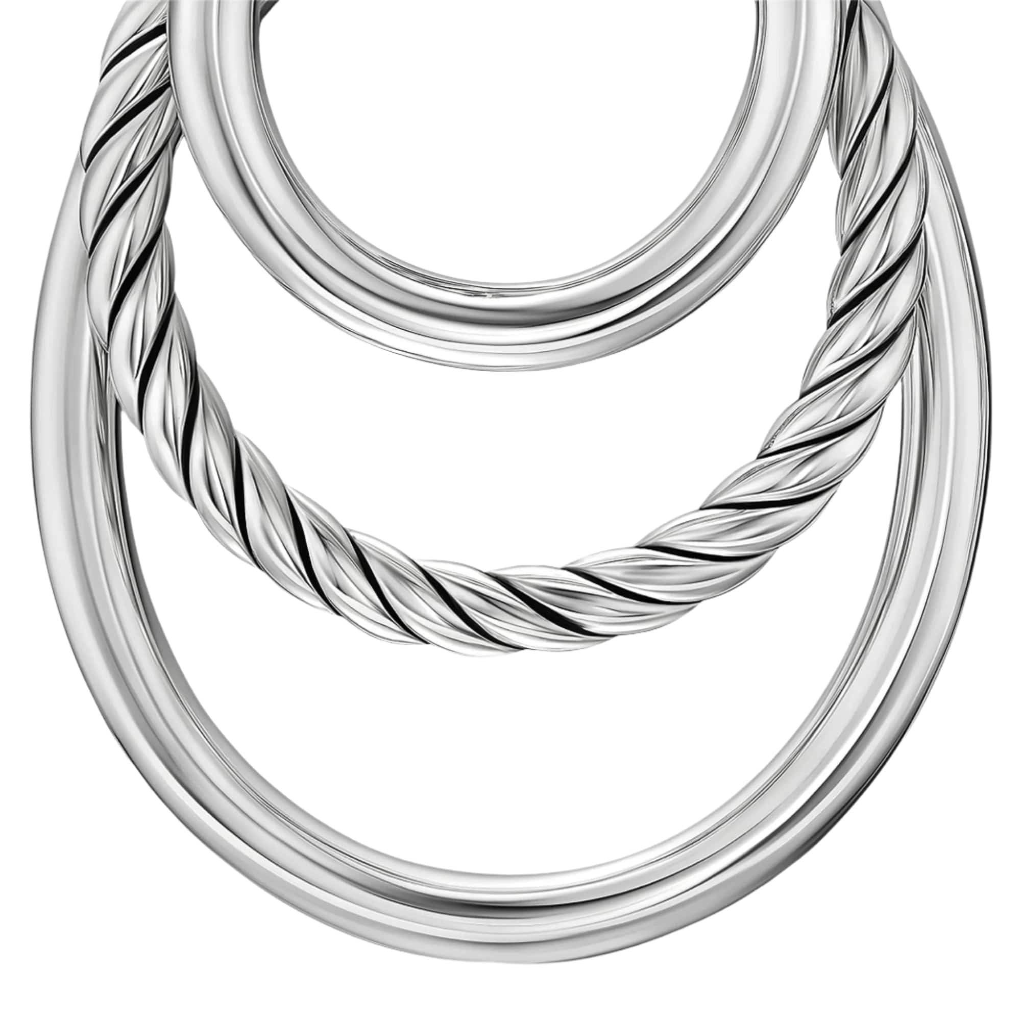 DY Mercer® Bold Triple Ring Drop Earrings Sterling Silver, 48mm - Image 4
