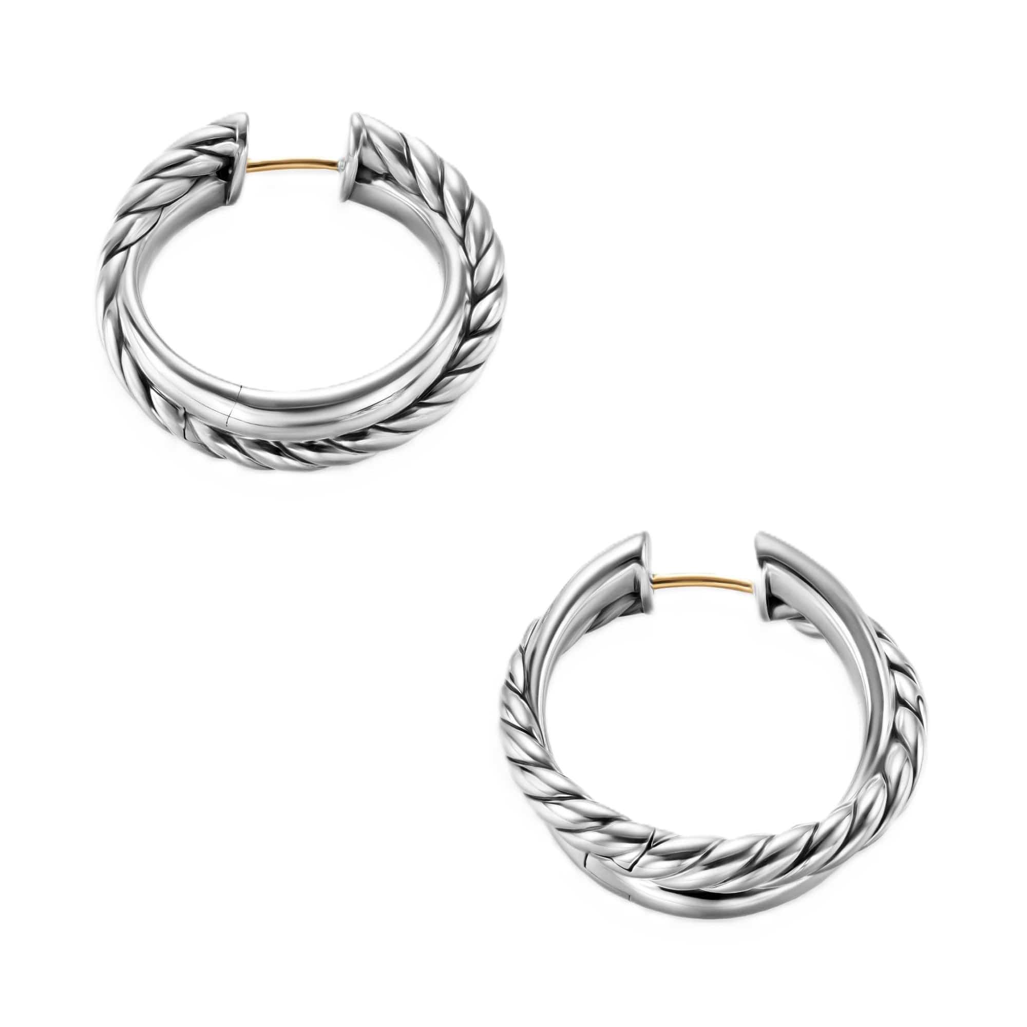 Crossover Hoop Earrings Sterling Silver, 22.3mm - Image 2