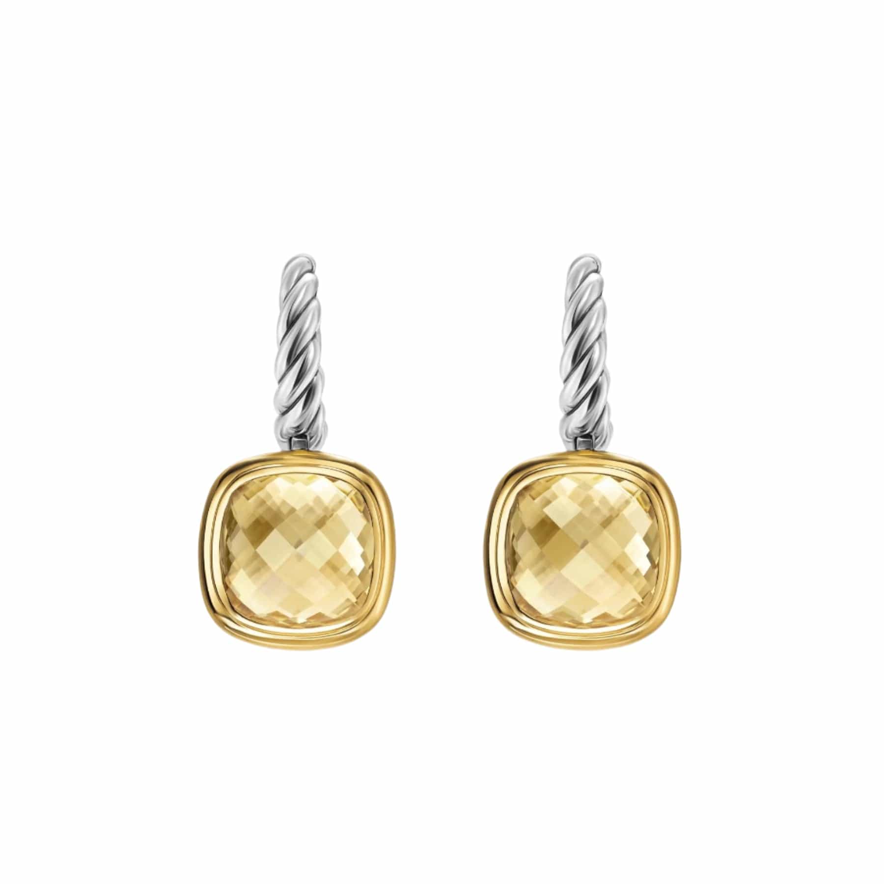 Albion® Drop Earrings Sterling Silver with 18K Yellow Gold and Champagne Citrine, 10mm