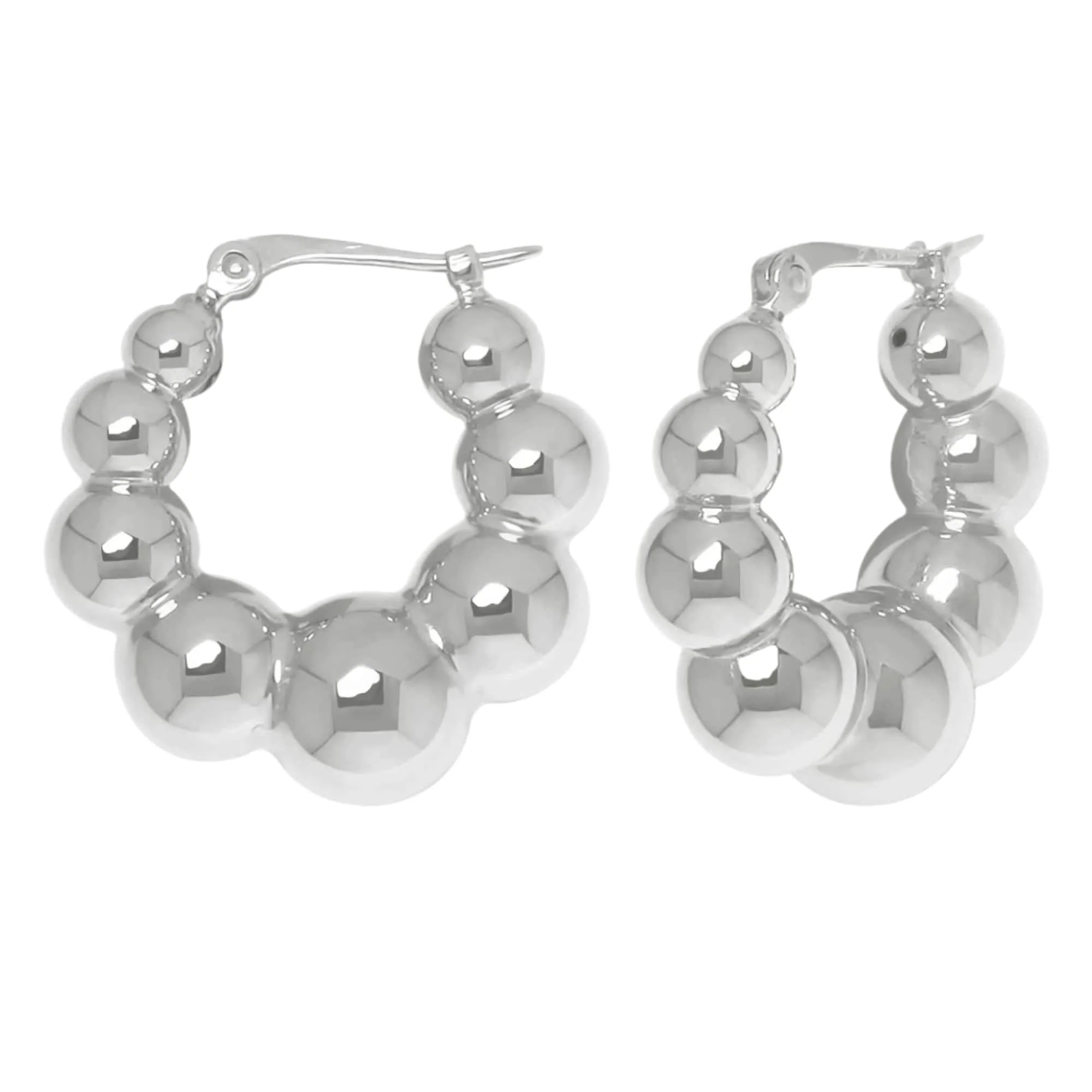 Sterling Silver Tapered Ball Hoop Earrings