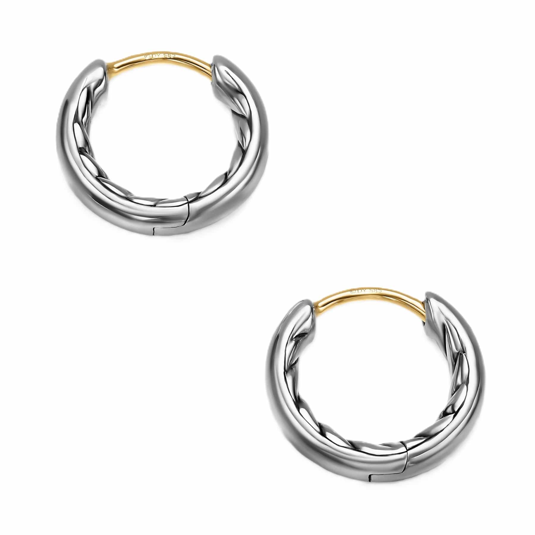 DY Mercer® Huggie Hoop Earrings Sterling Silver, 12mm - Image 3