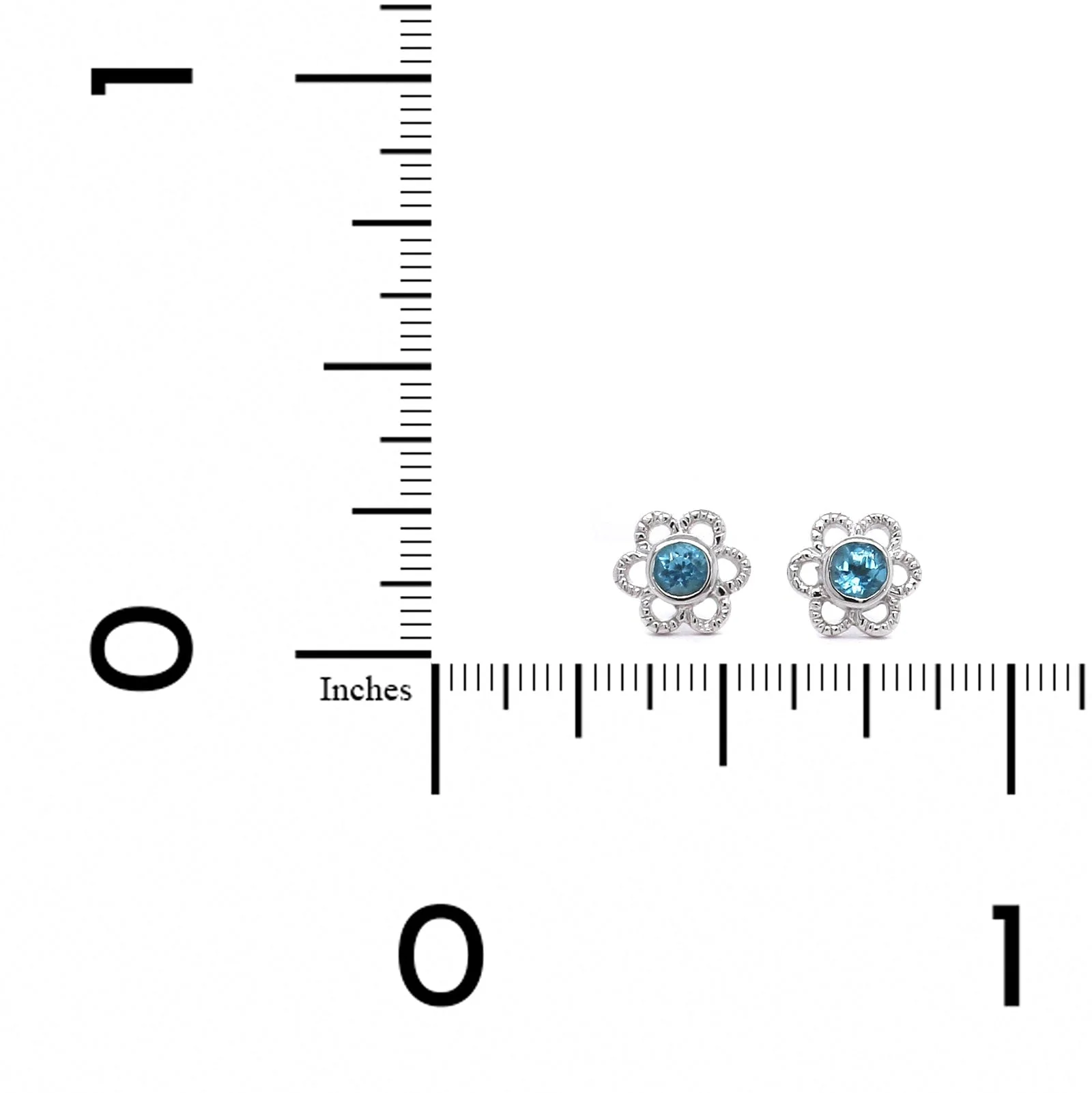 Sterling Silver Blue Topaz Flower Studs - Image 3