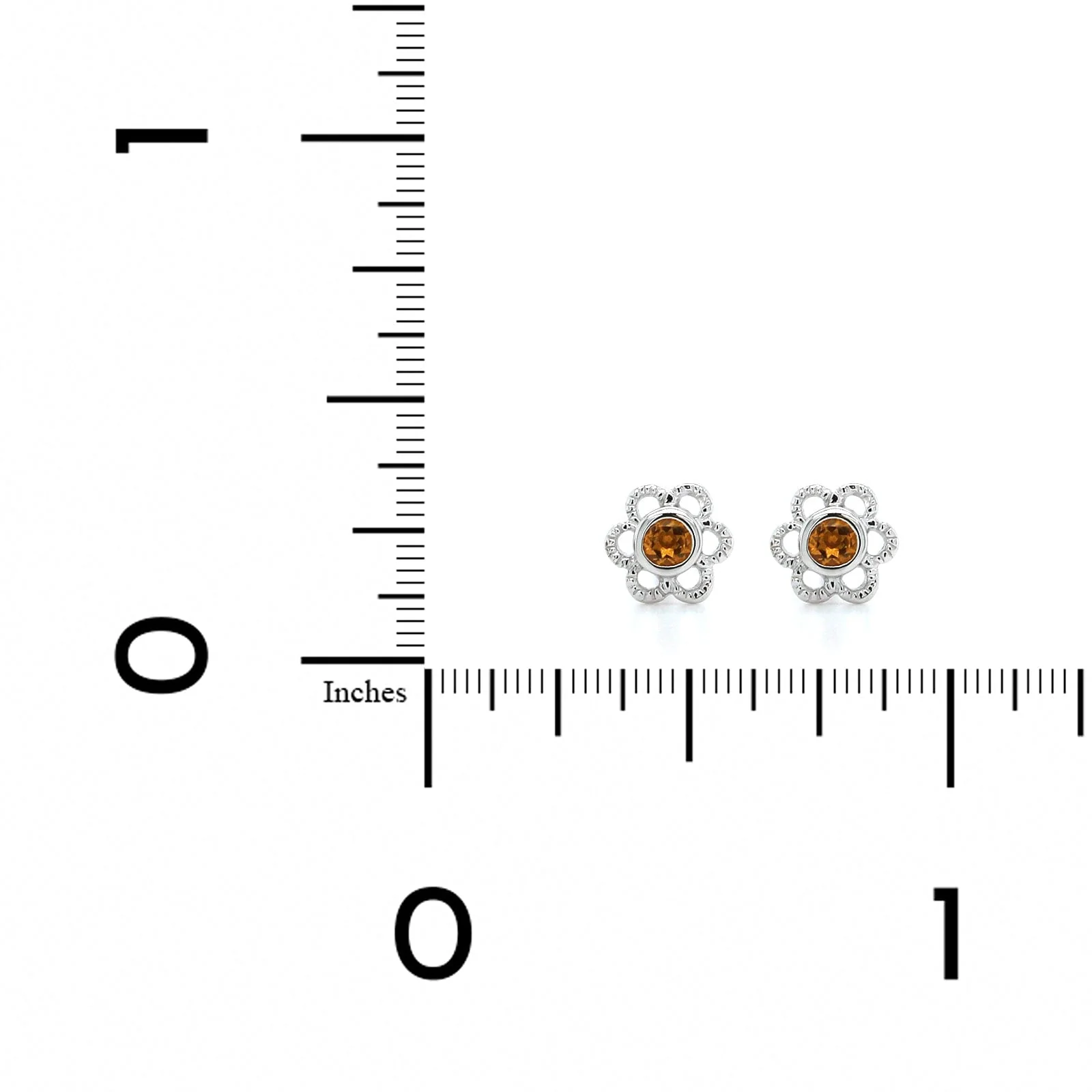 Sterling Silver Citrine Flower Studs - Image 2