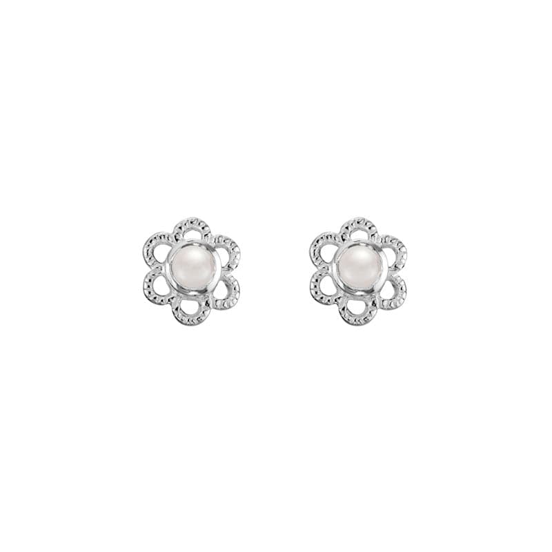 Sterling Silver Pearl Flower Studs - Image 2