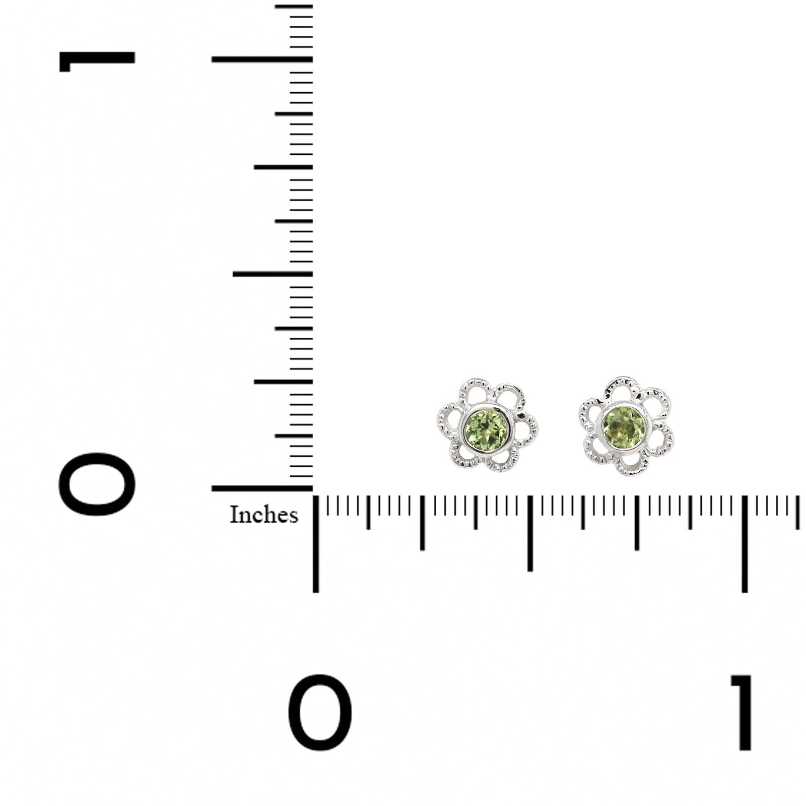 Sterling Silver Peridot Flower Studs - Image 2