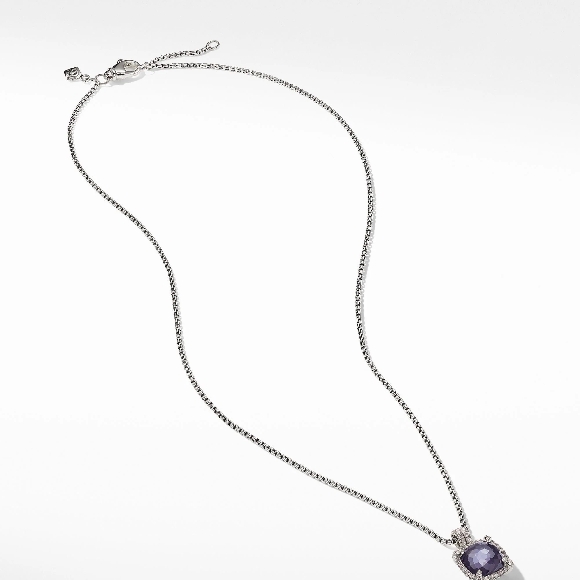 Chatelaine® Pave Bezel Pendant Necklace with Black Orchard and Diamonds, 9mm - Image 3