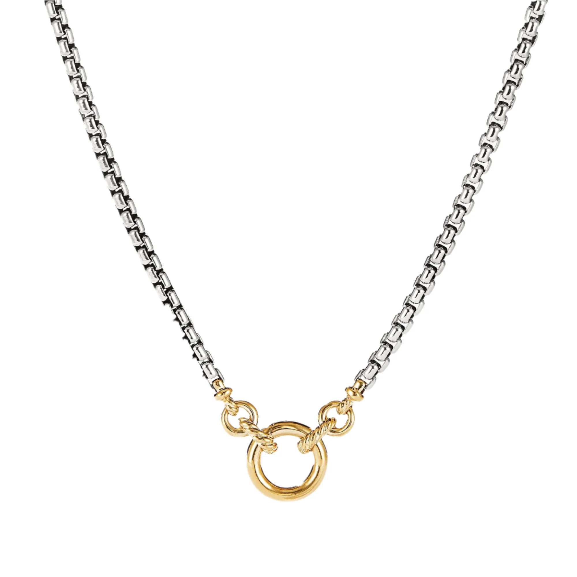 Amulet Vehicle Box Chain Necklace with 18K Yellow Gold