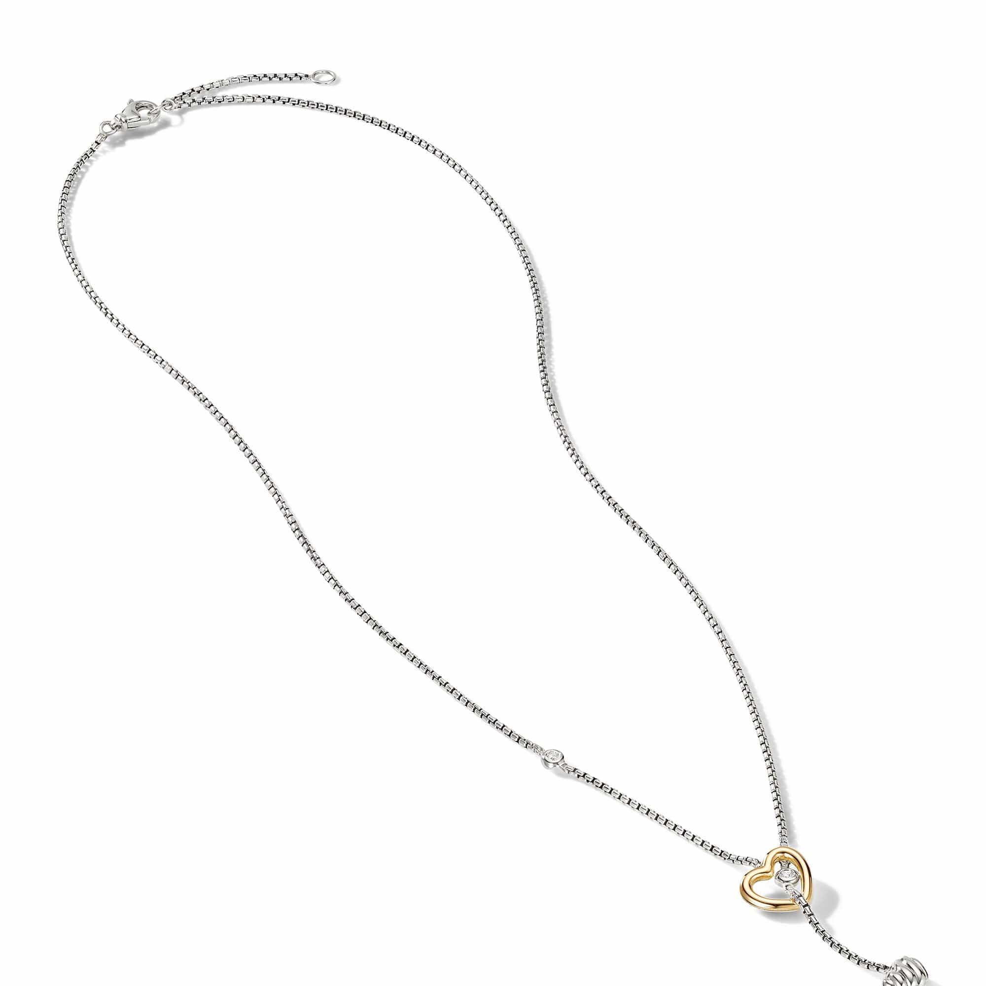 Cable Collectibles® Heart Y Necklace with 18K Yellow Gold and Pavé Diamonds - Image 2