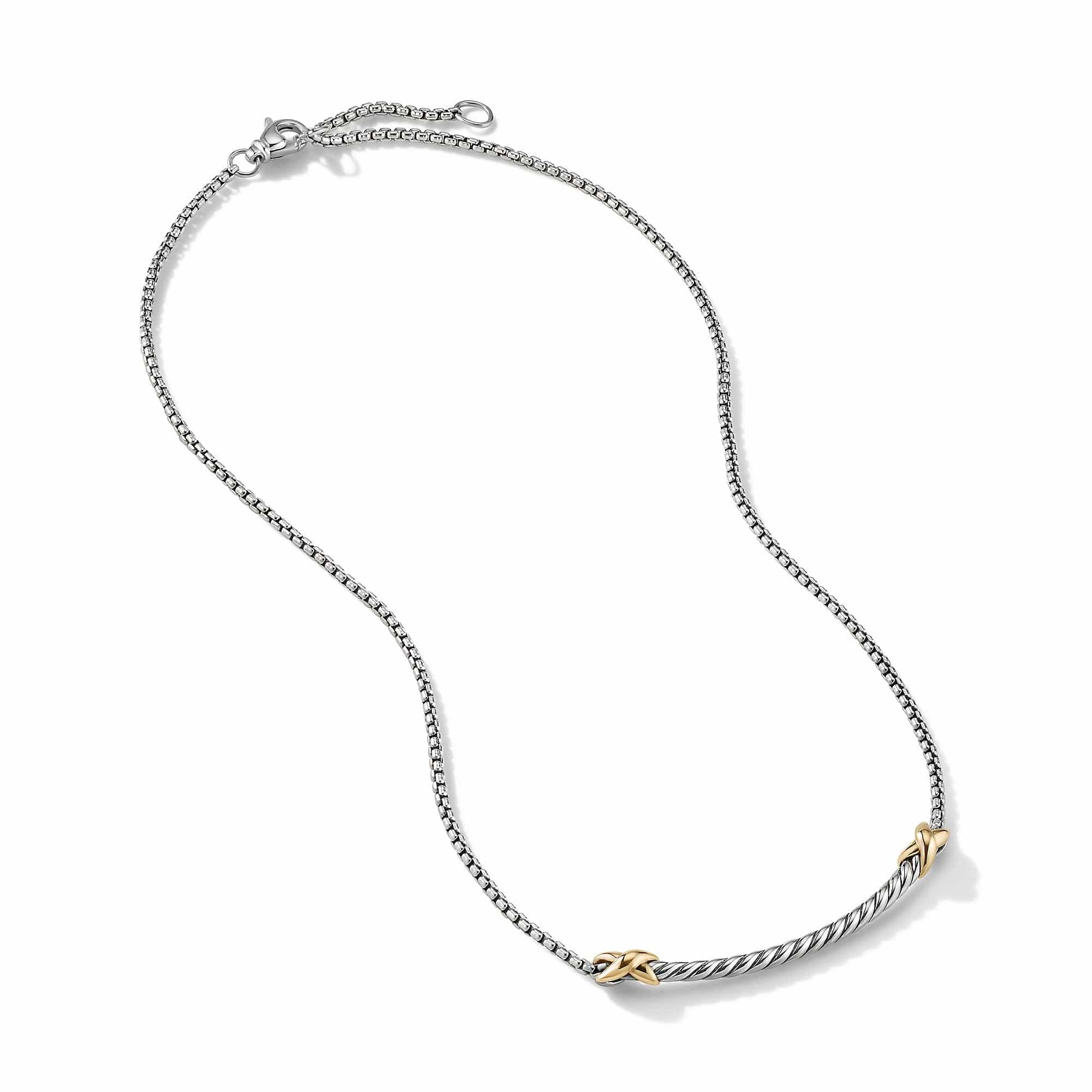 Petite X Bar Necklace with 18K Yellow Gold - Image 2