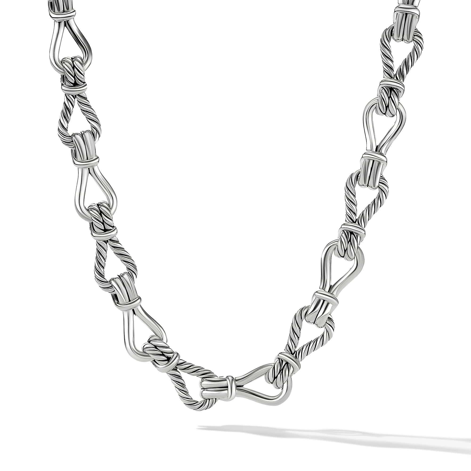 Thoroughbred Loop Chain Link Sterling Silver Necklace with 18K Yellow Gold