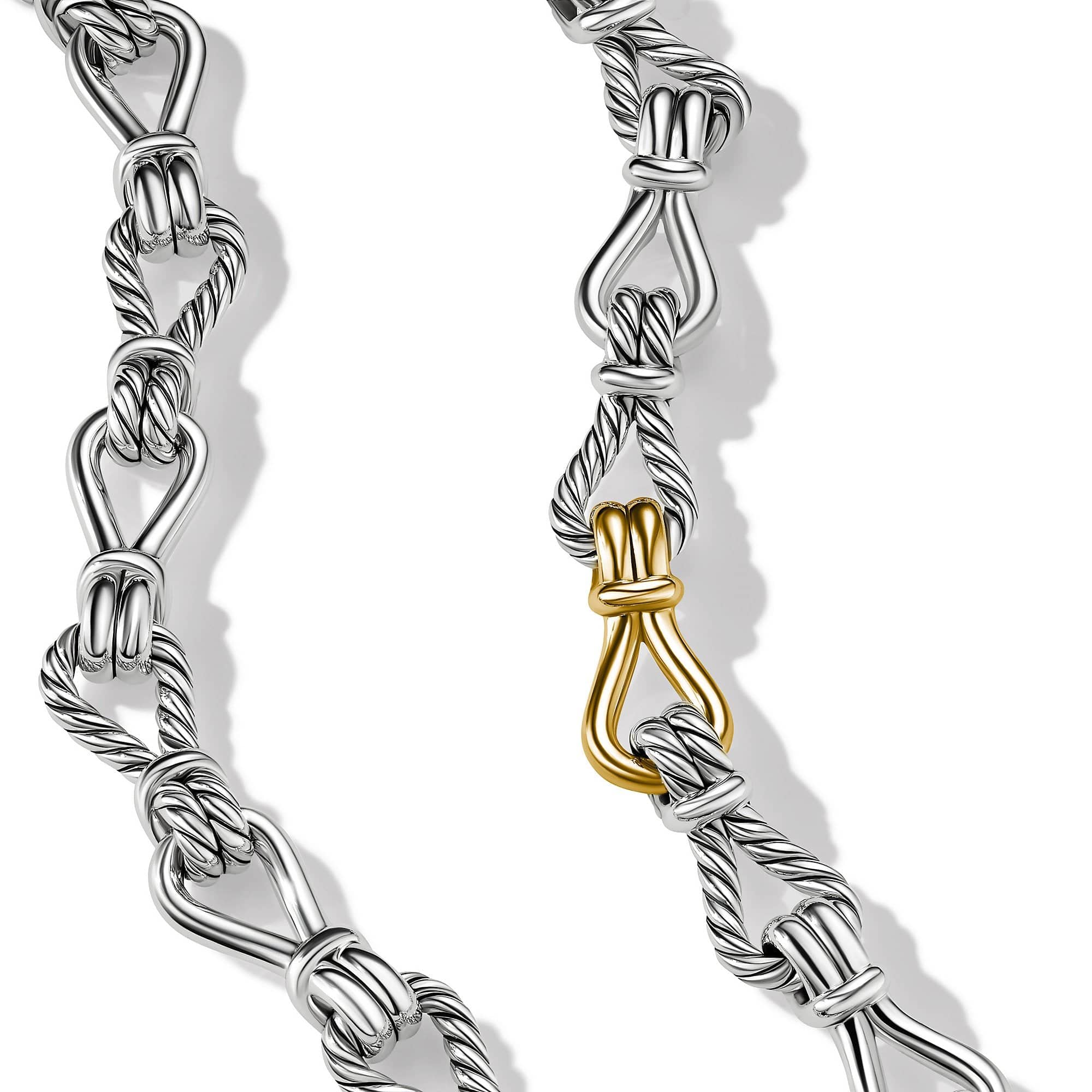 Thoroughbred Loop Chain Link Sterling Silver Necklace with 18K Yellow Gold - Image 2