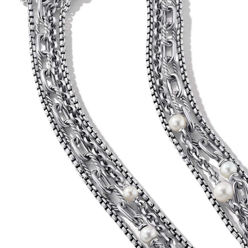 DY Madison® Pearl Multi Row Chain Necklace in Sterling Silver - Image 2