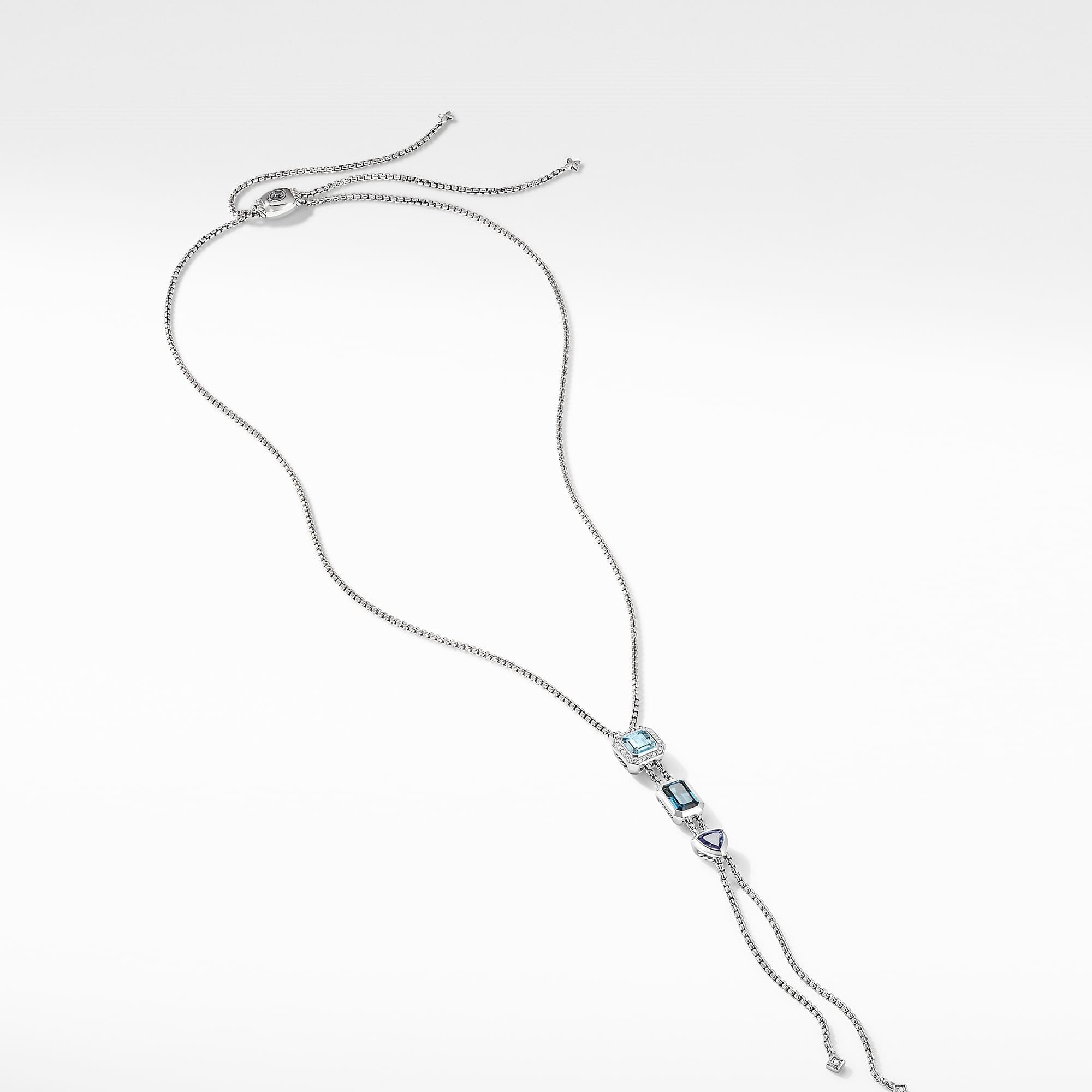 Novella Y Necklace with Blue Topaz and Pavé Diamonds - Image 2