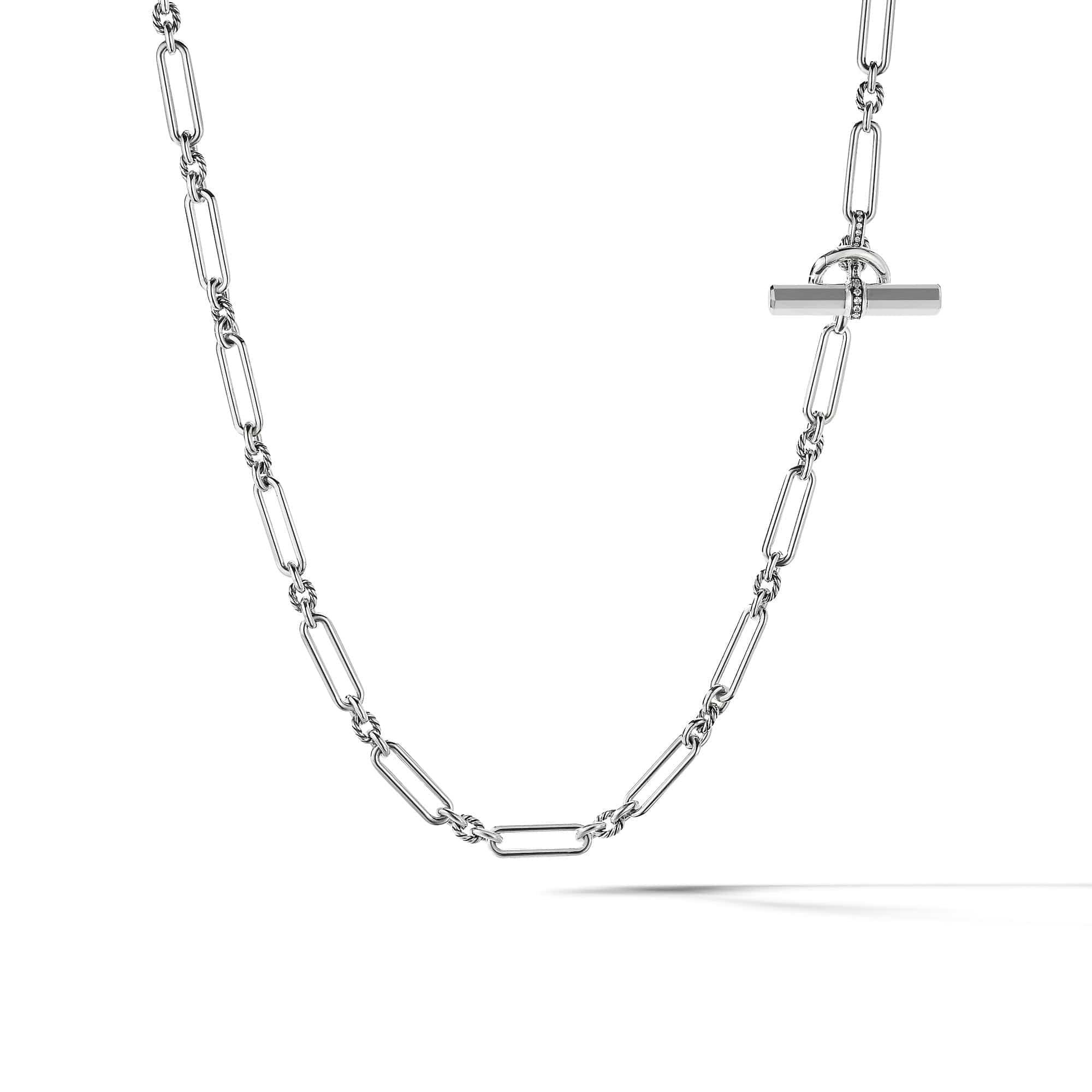 Lexington Y Chain Necklace in Sterling Silver with Pavé Diamonds - Image 3