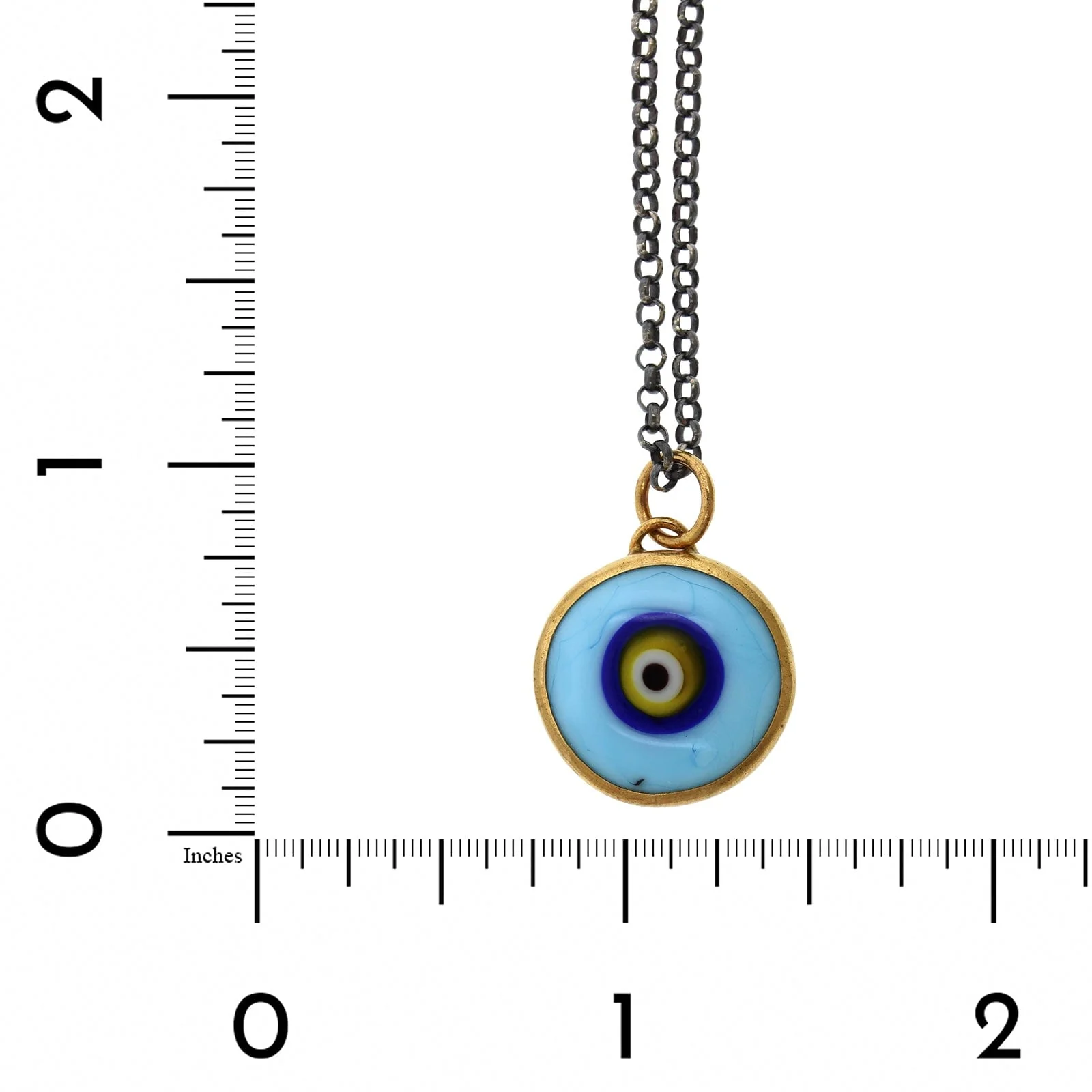 Sterling Silver and 24K Yellow Gold Evil Eye Pendant - Image 4