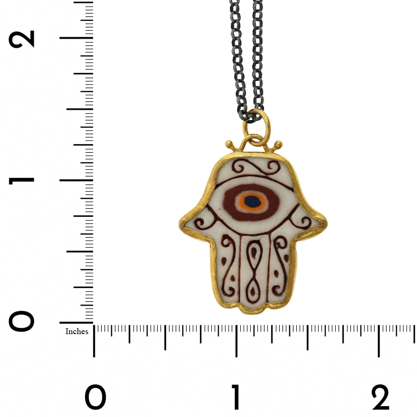 Sterling Silver and 24K Yellow Gold Hamsa Pendant - Image 4