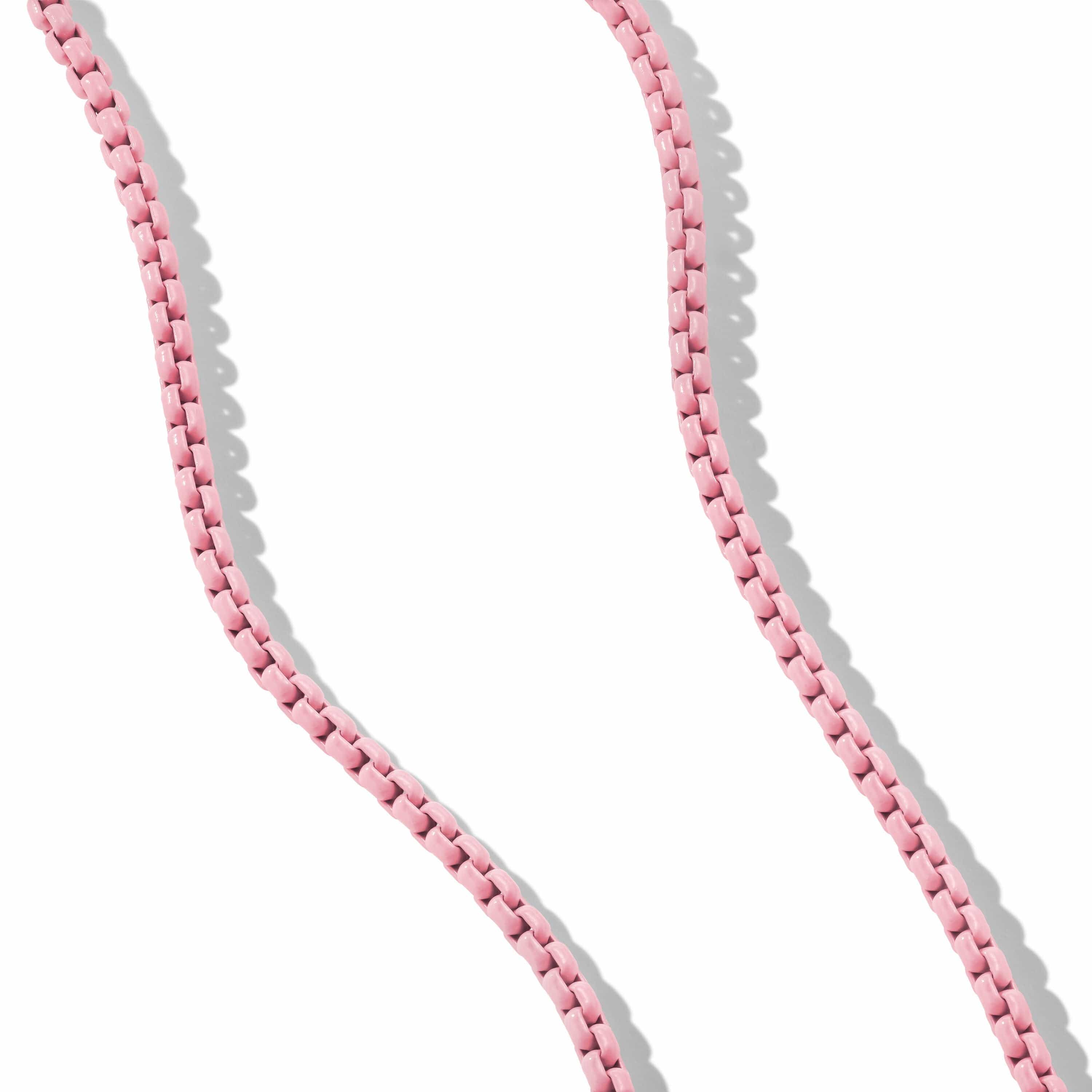 DY Bel Aire Box Chain Necklace in Blush with 14K Yellow Gold Accent - Image 3