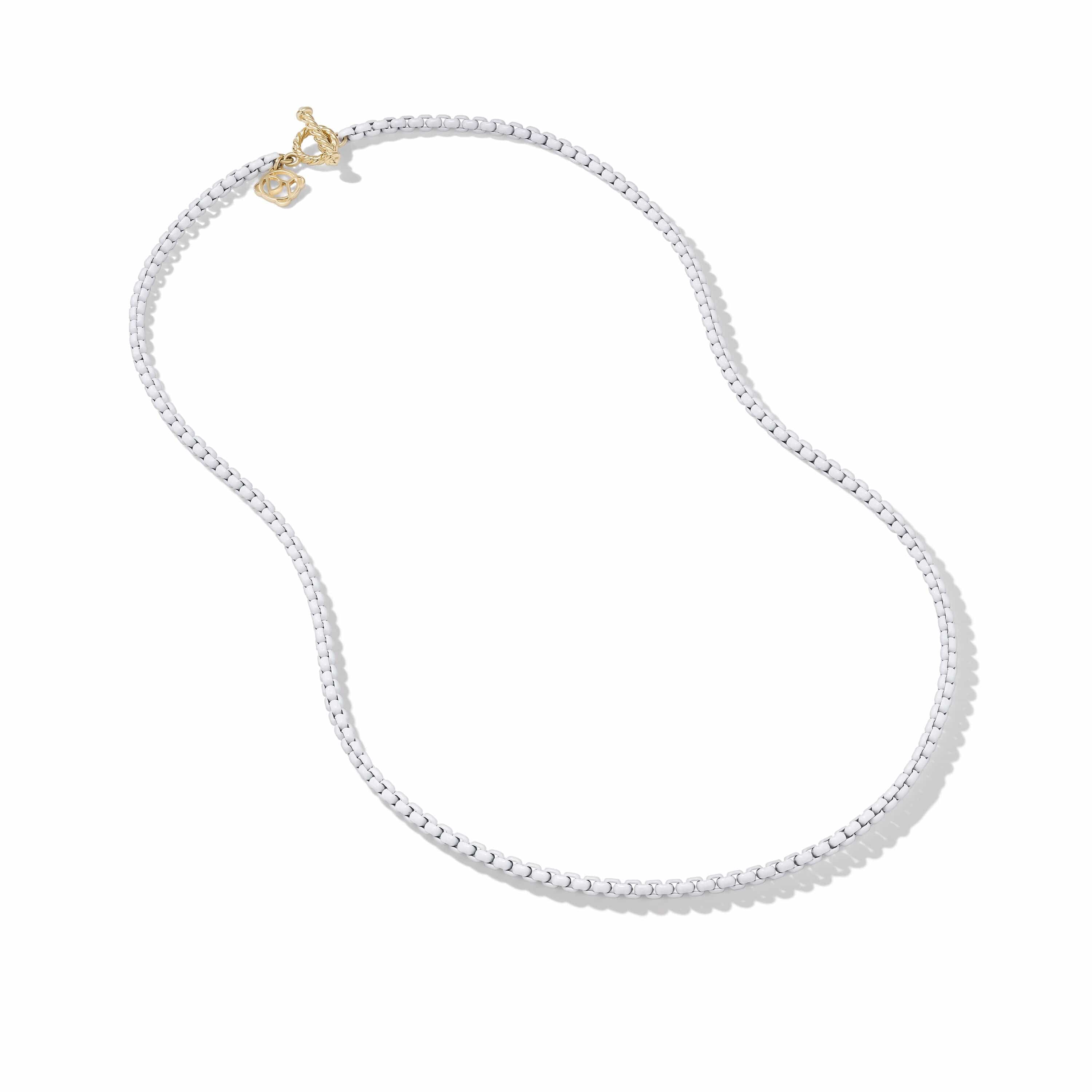 DY Bel Aire Box Chain Necklace in White with 14K Yellow Gold Accent - Image 2