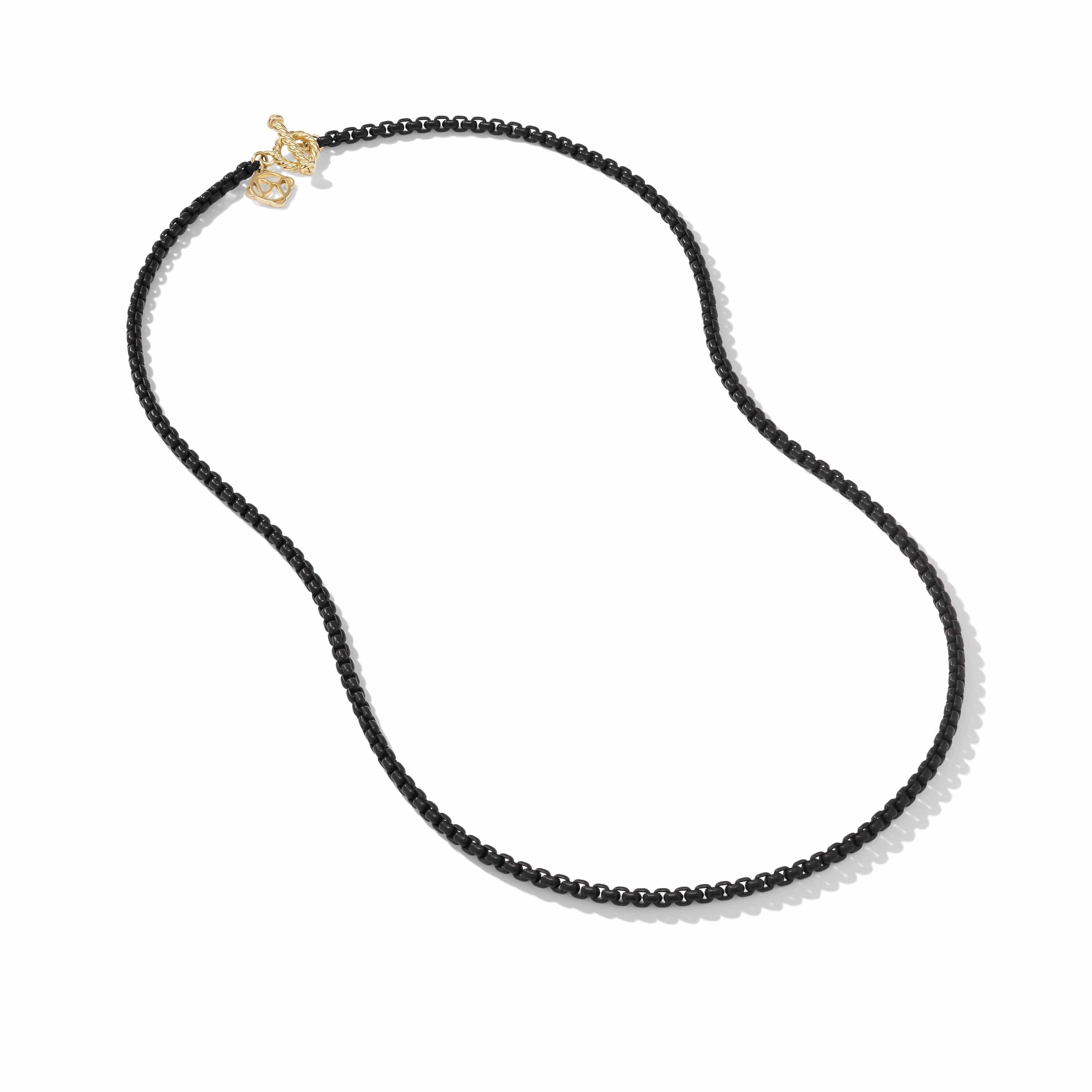 DY Bel Aire Box Chain Necklace in Black with 14K Yellow Gold Accent - Image 2