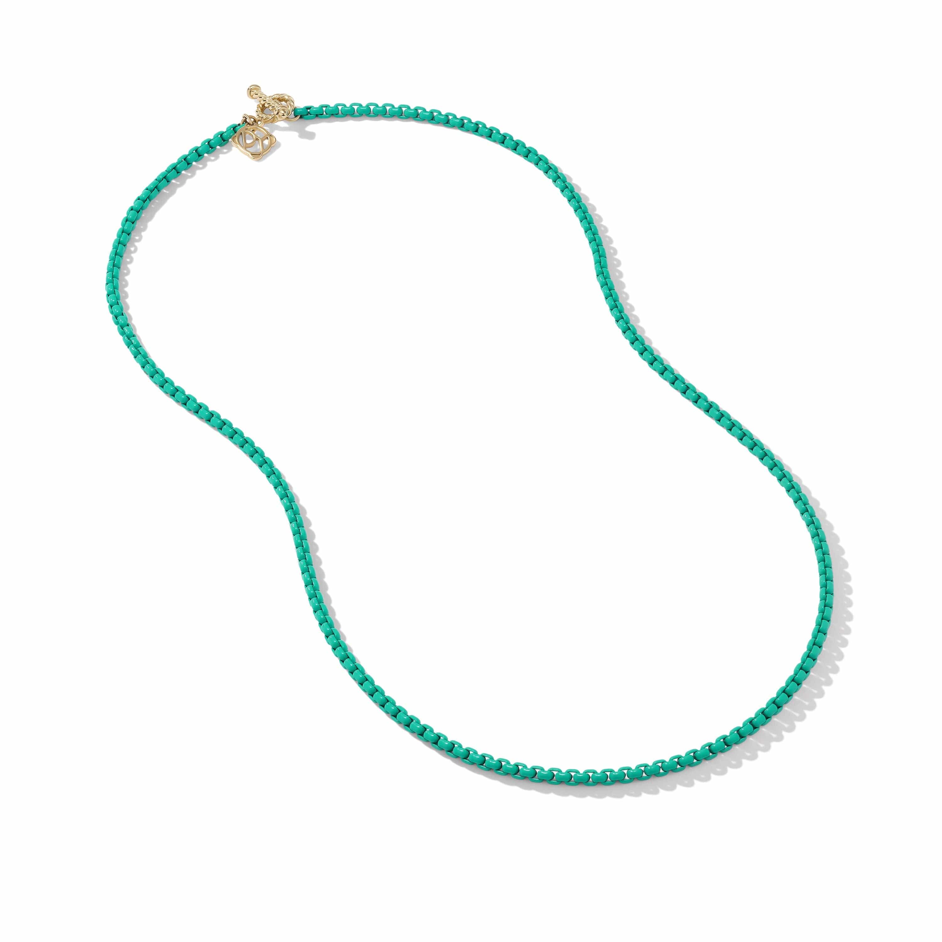 DY Bel Aire Box Chain Necklace in Turquoise with 14K Yellow Gold Accent - Image 2