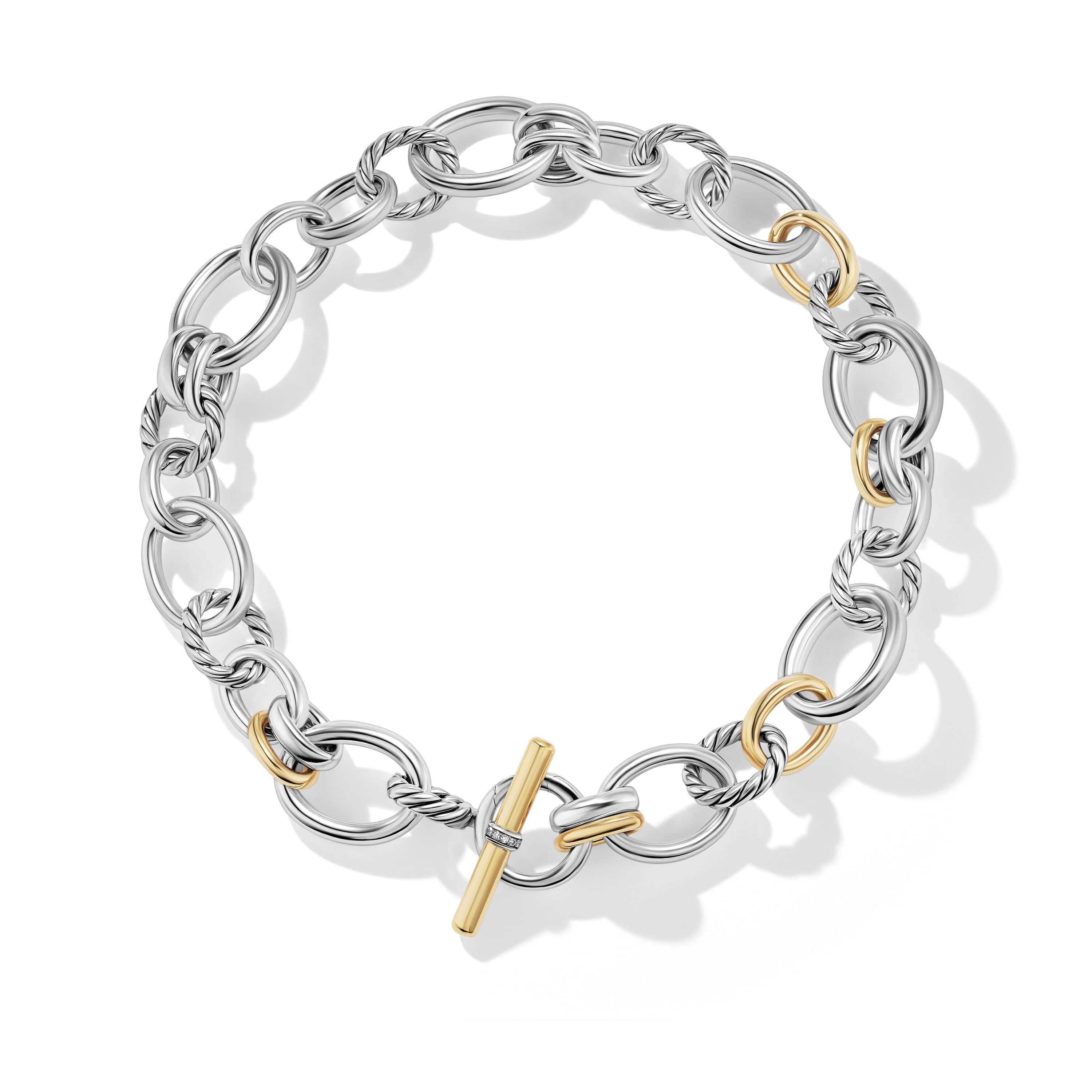 DY Mercer Necklace in Sterling Silver with 18K Yellow Gold and Pavé Diamonds