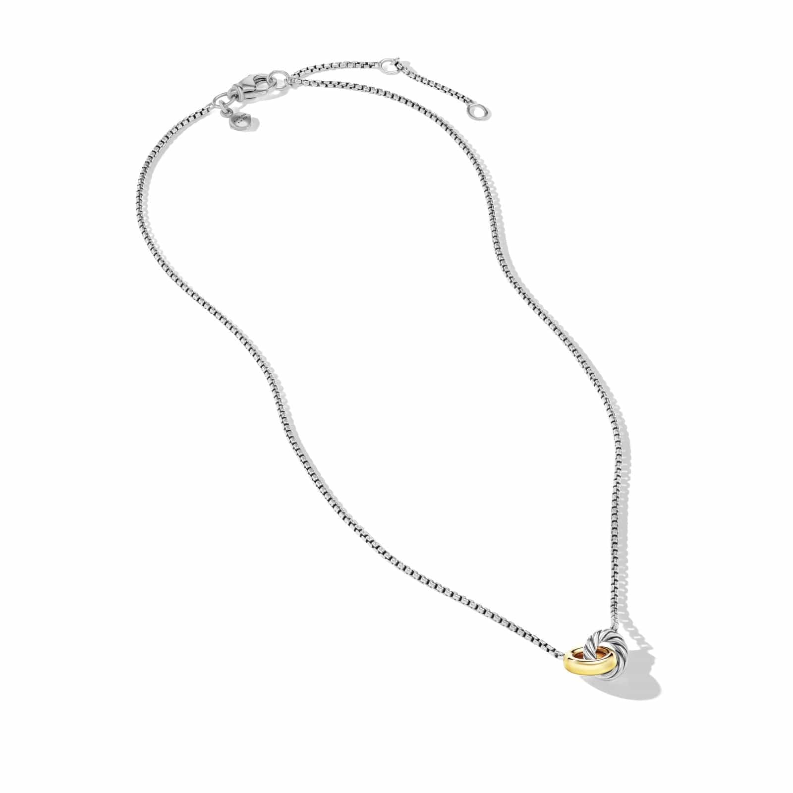 Petite Cable Linked Necklace in Sterling Silver with 14K Yellow Gold, 15mm - Image 2