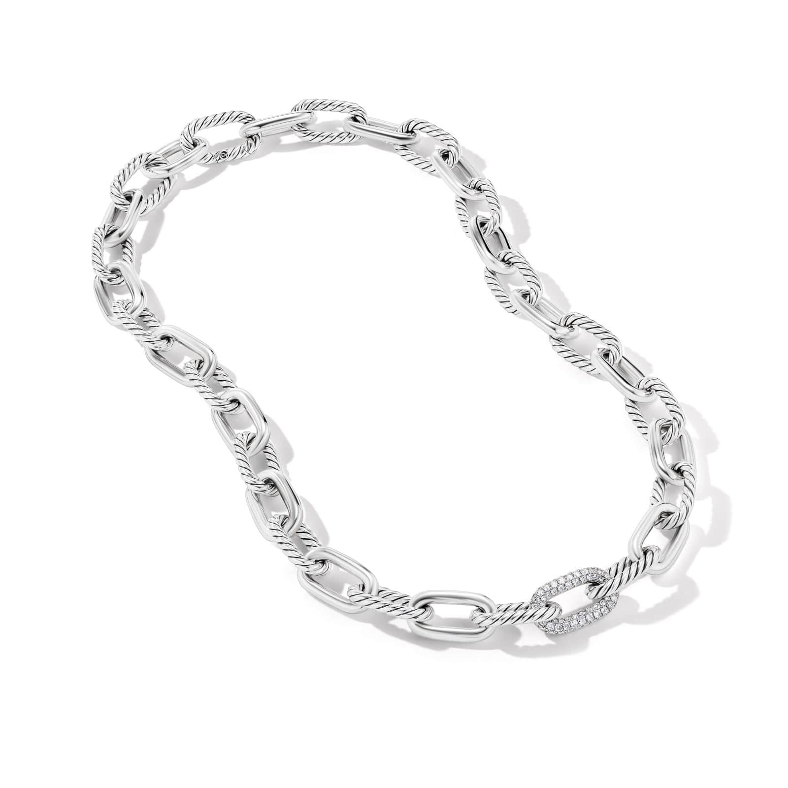 DY Madison® Chain Necklace in Sterling Silver with Diamonds, 11mm - Image 3