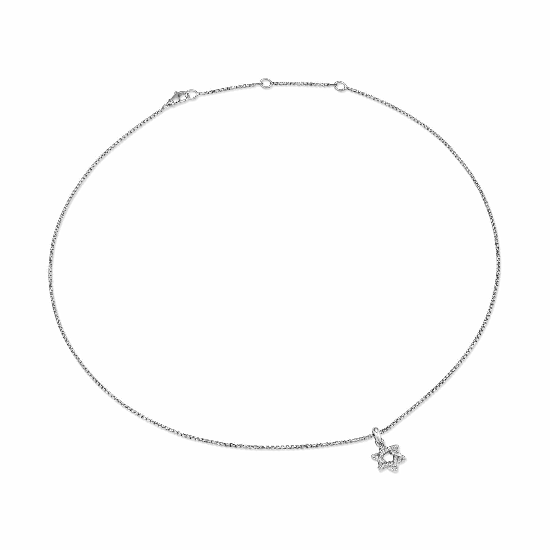 Star of David Pendant Necklace Sterling Silver with Diamonds, 12.3mm - Image 2
