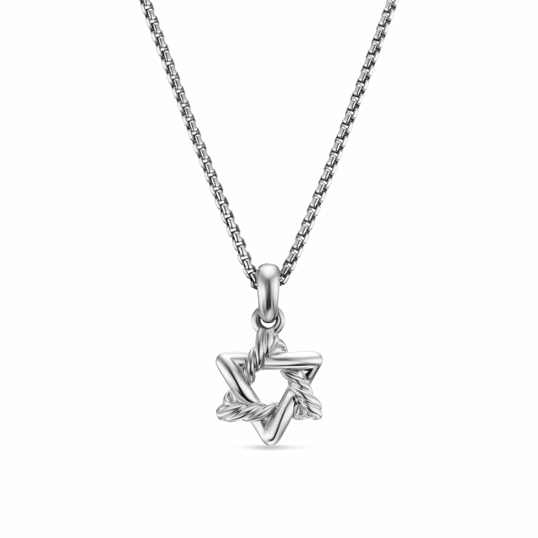 Star of David Pendant Necklace Sterling Silver with Diamonds, 12.3mm - Image 3