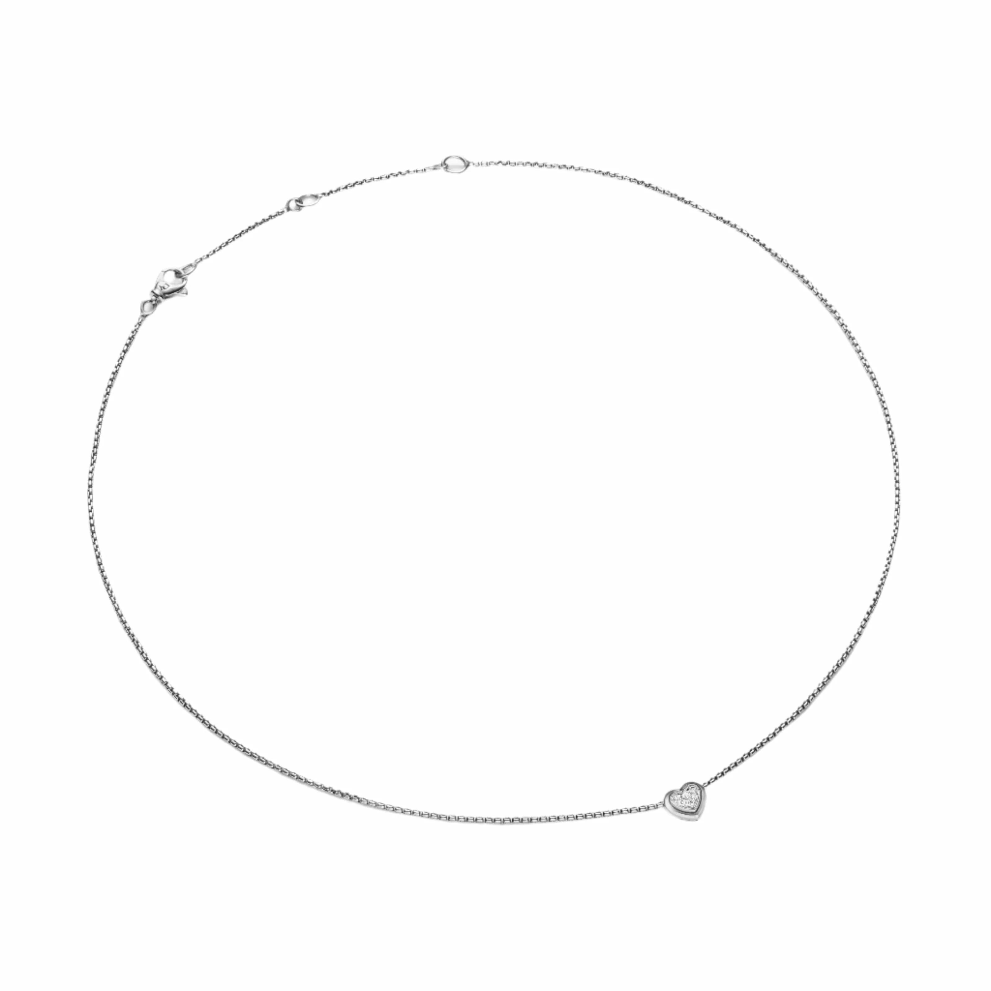 Puffy Heart Pendant Necklace Sterling Silver with Diamonds, 7.8mm - Image 3