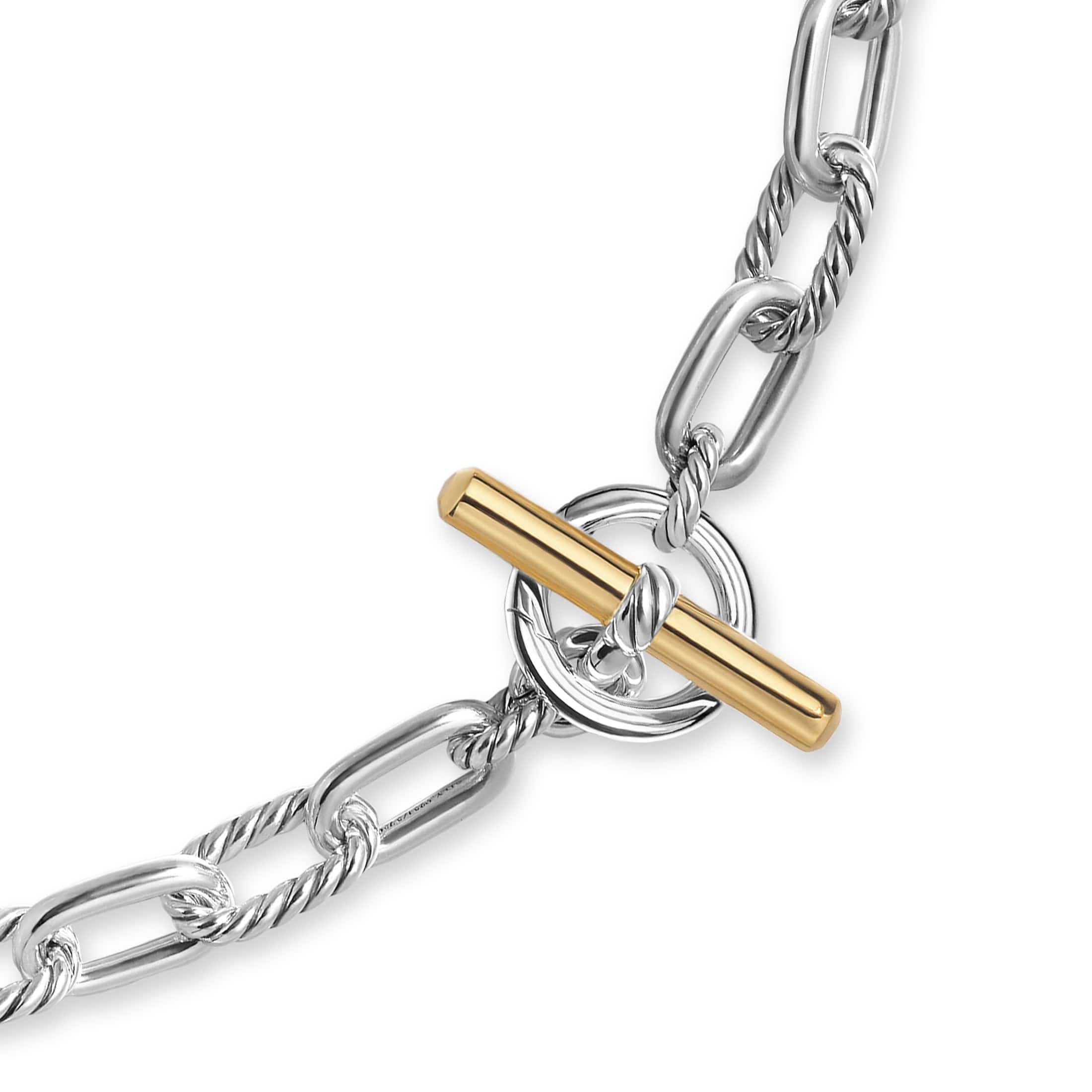 DY Madison® Toggle Chain Necklace Sterling Silver with 18K Yellow Gold, 8.5mm - Image 3