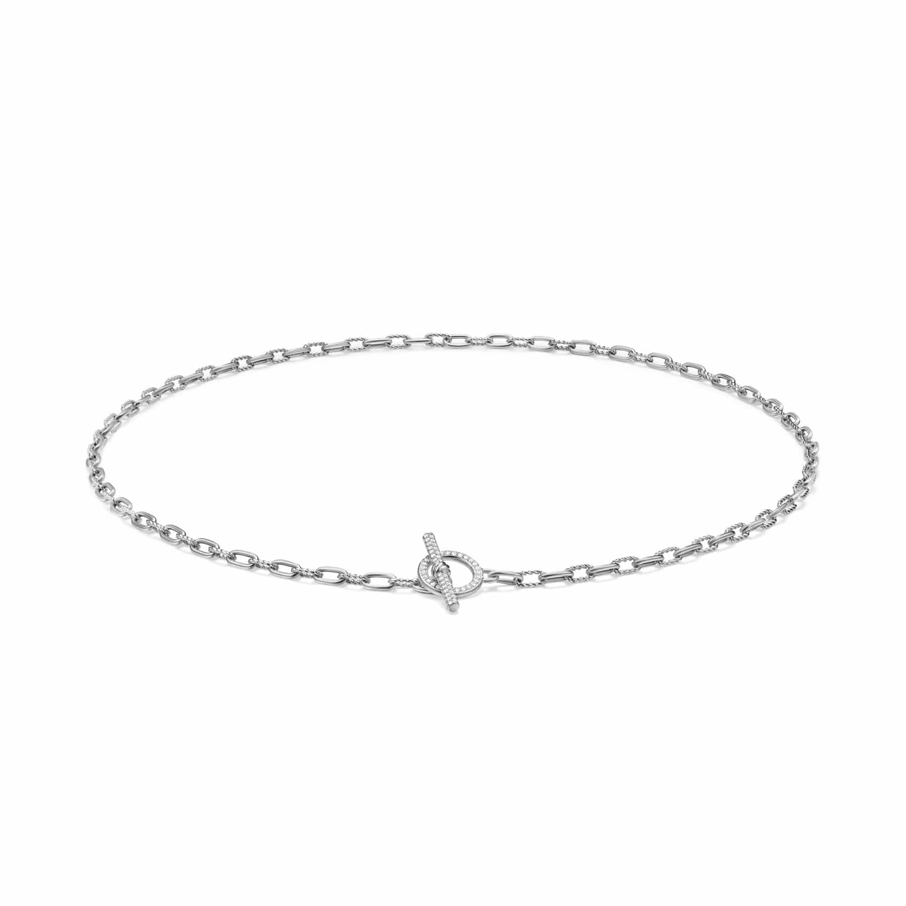 DY Madison® Pavé Toggle Chain Necklace Sterling Silver with Diamonds, 3mm