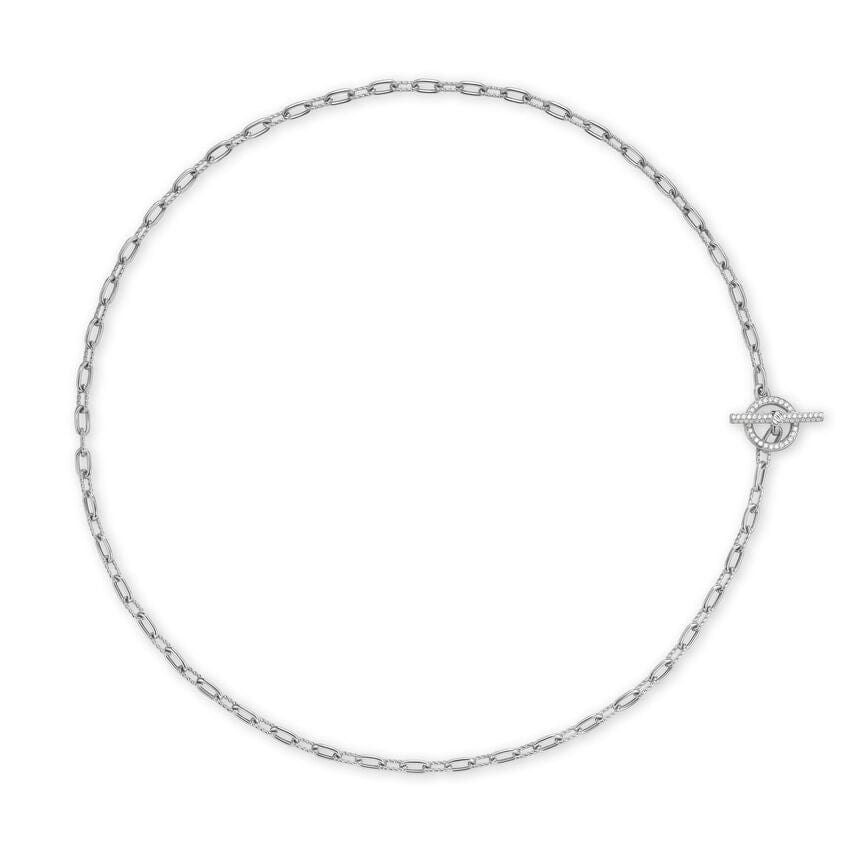 DY Madison® Pavé Toggle Chain Necklace Sterling Silver with Diamonds, 3mm - Image 2