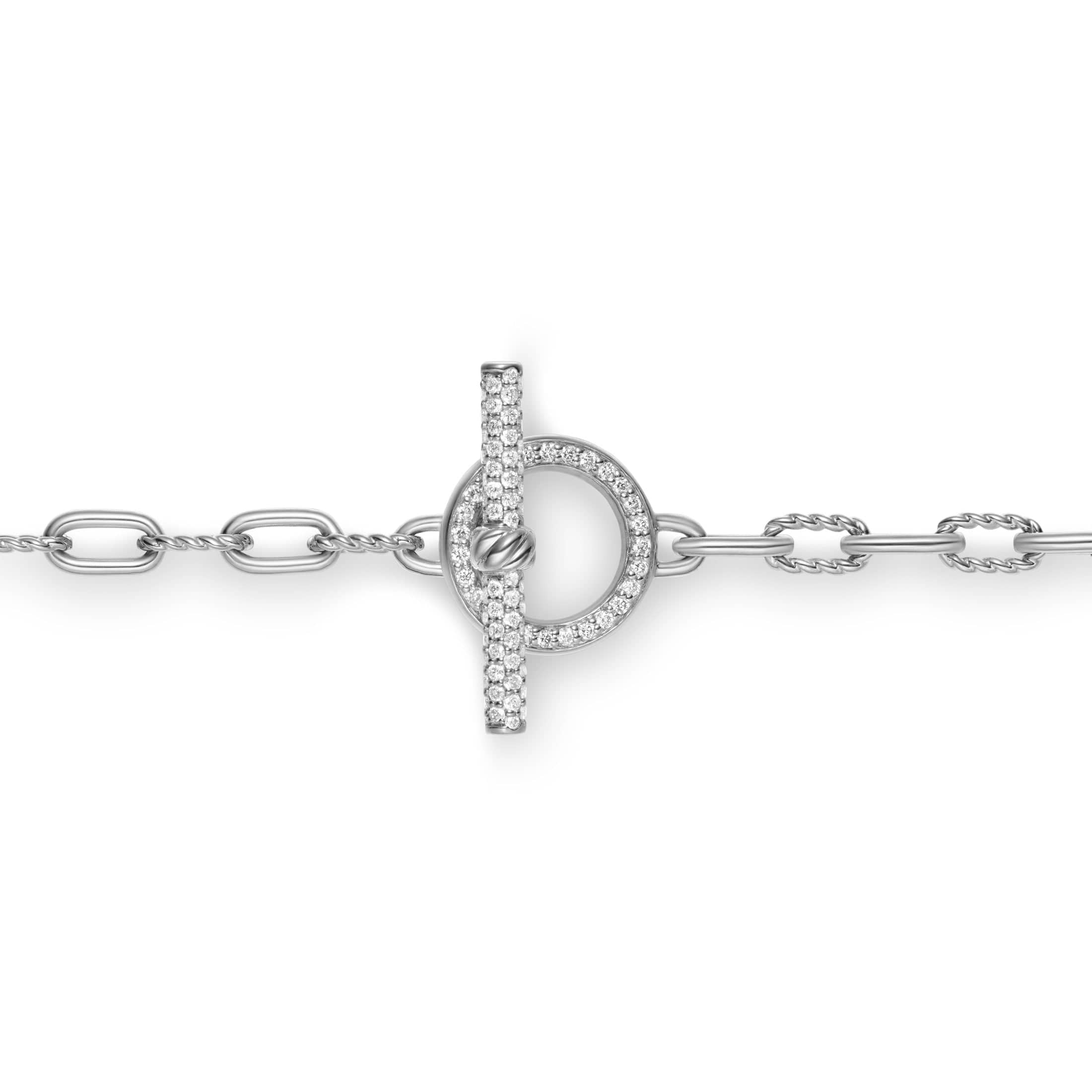 DY Madison® Pavé Toggle Chain Necklace Sterling Silver with Diamonds, 3mm - Image 4