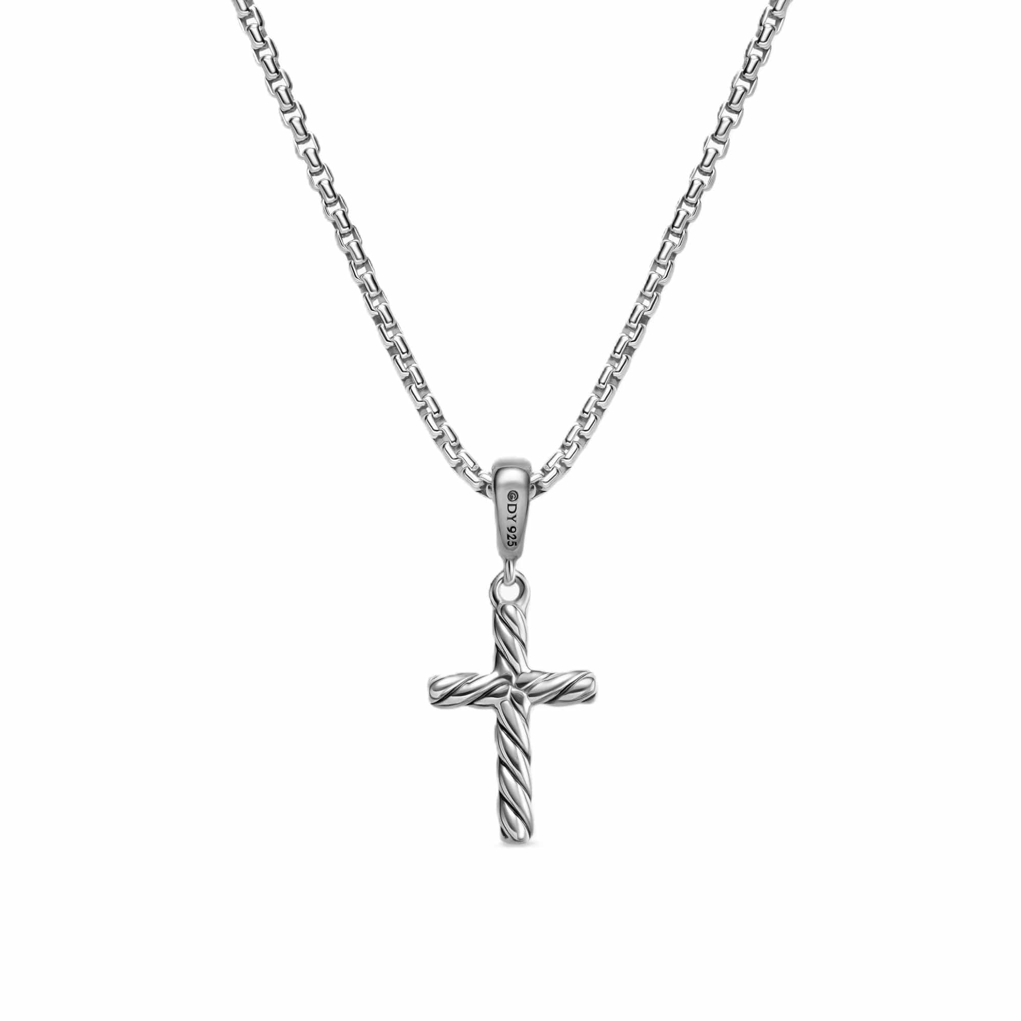 Cable Cross Pendant Necklace Sterling Silver, 17.5mm - Image 3